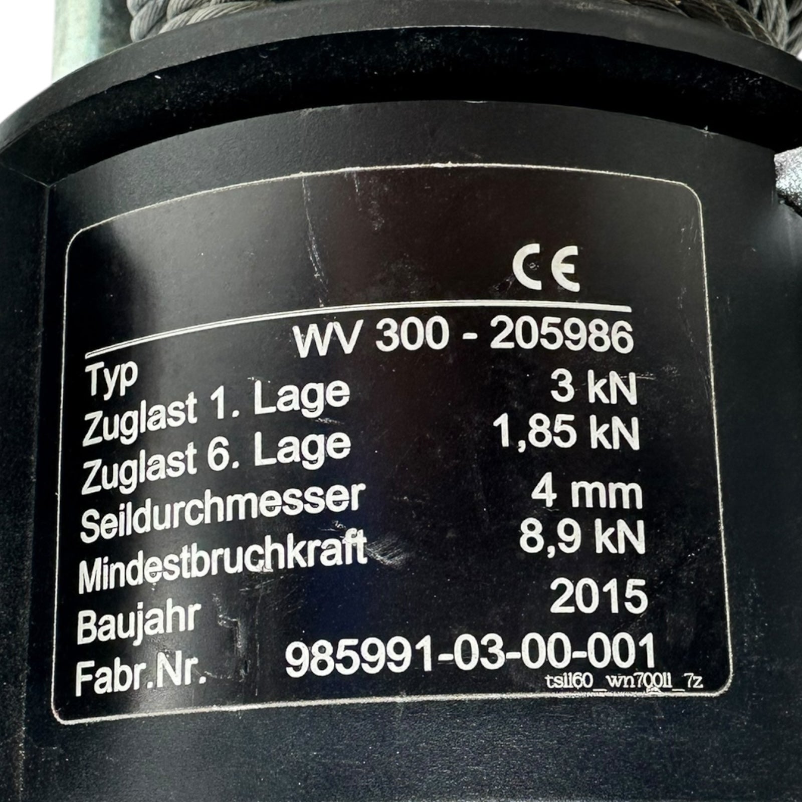 Haacon WV300-205986 Seilwinde 3kN 4mm Seil Handwinde mit Halterung