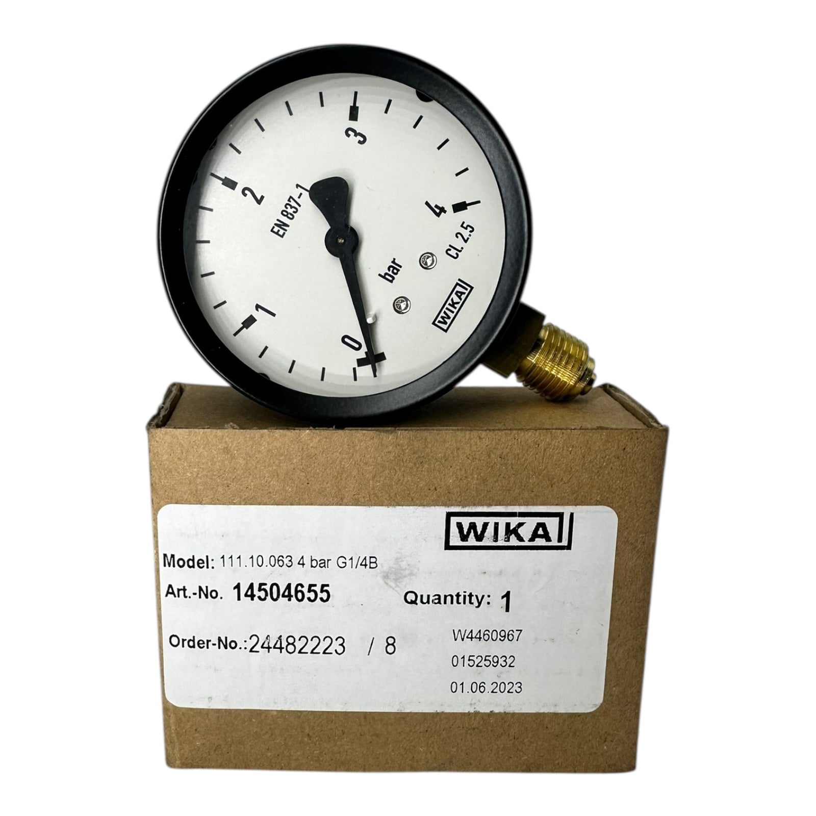 WIKA Manometer 111.10.063 0–4 bar G1/4B Messgerät Druckanzeige EN 837-1