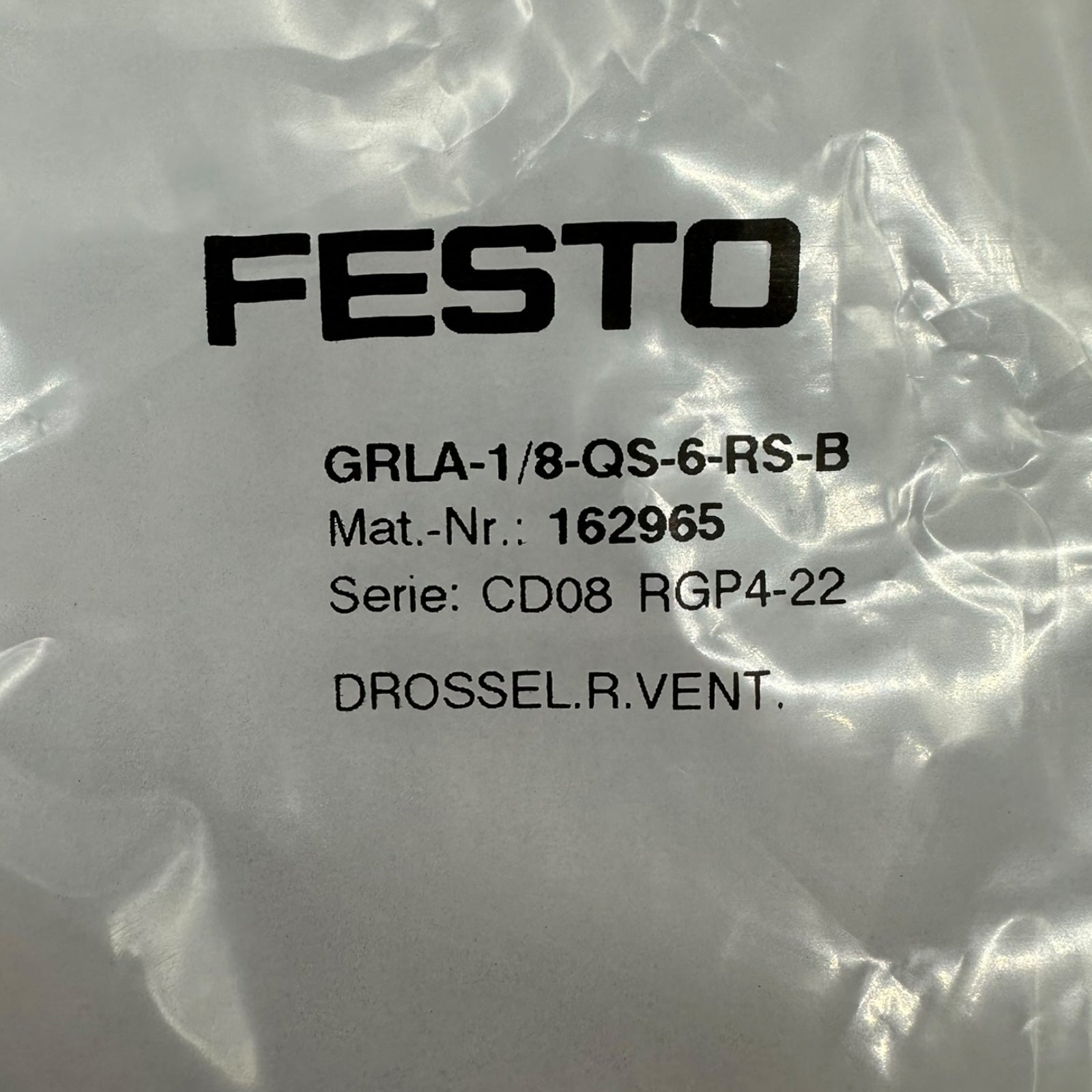 2x Festo GRLA-1/8-QS-6-RS-B Drosselrückschlagventil 1/8” QS-6 Regelventil neu
