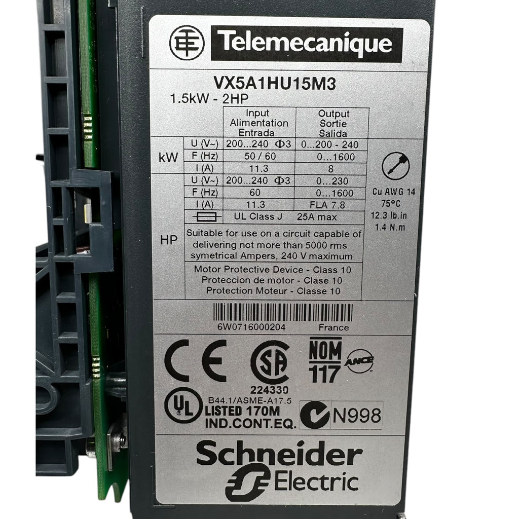 Schnieder Electric VX5A1HU15M3 inverter variable speed drive 1,5kW 2HP