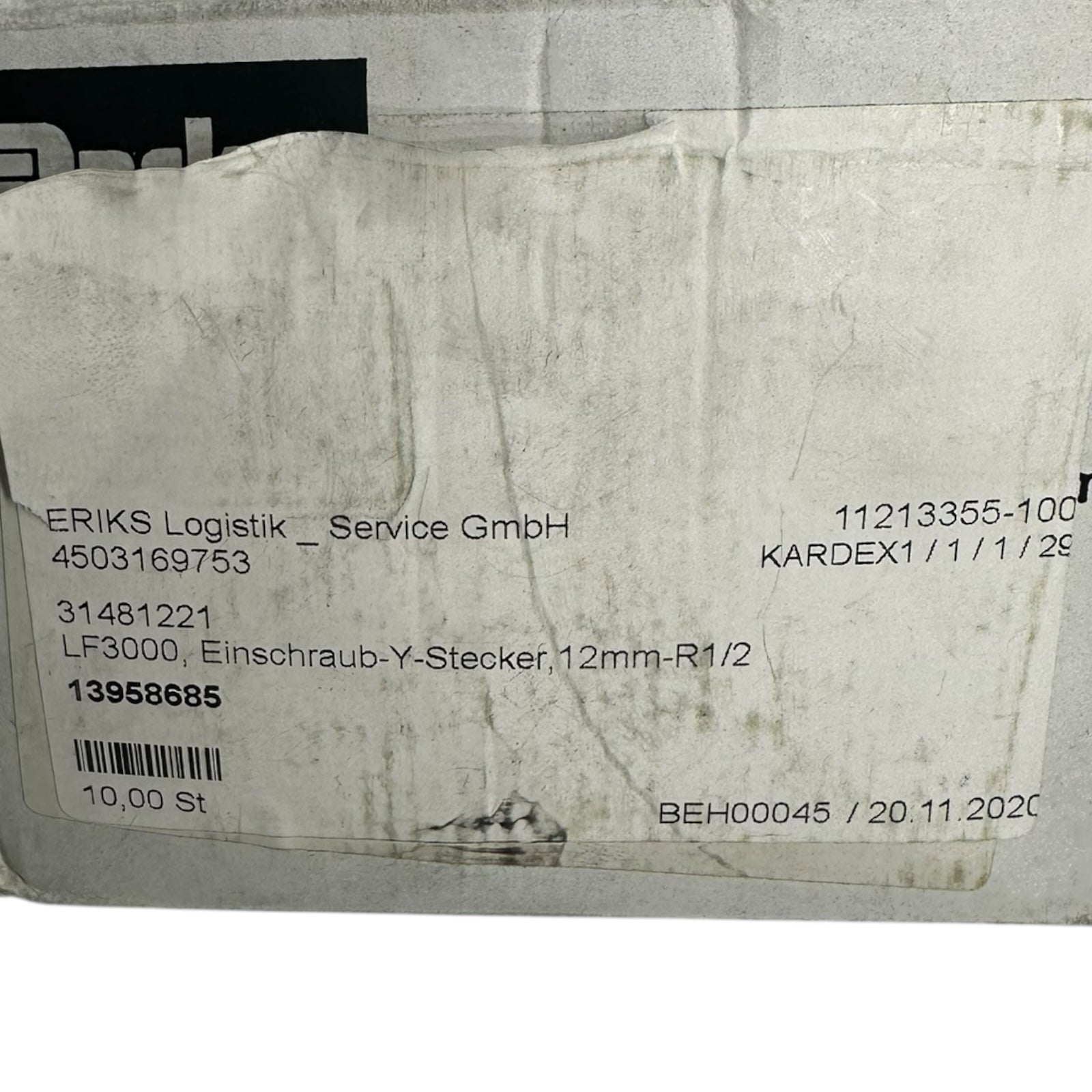 10x Parker Legris LF3000 31481221 Einschraub-Y-Stecker 12mm R1/2 Pneumatik