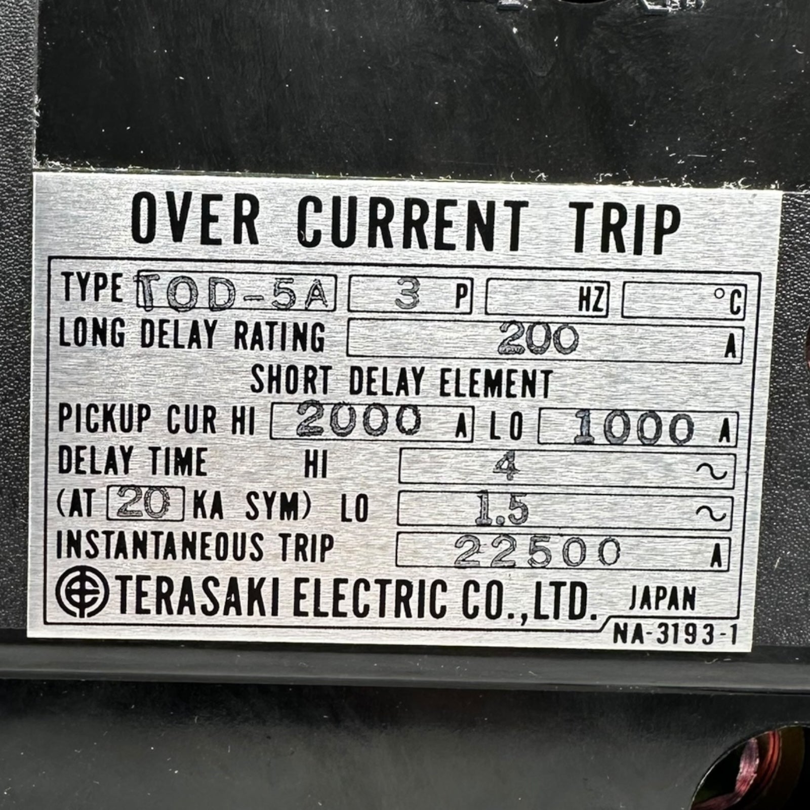 Terasaki TT-600 Leistungsschalter 200A 3-polig AC600V LSI Shunt Trip