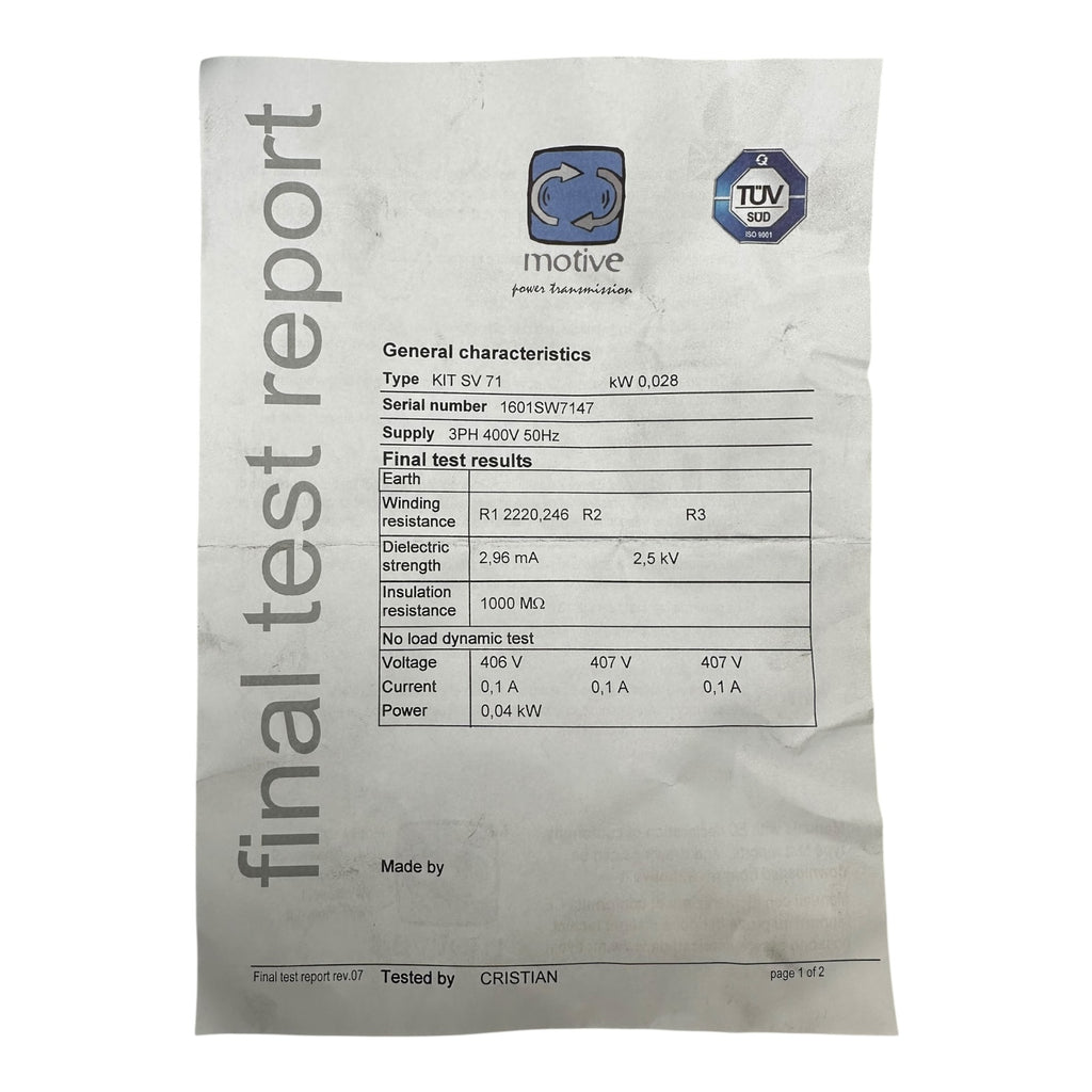 Motive KIT.SV71 Lüftermotor 1601SW7147 28W 2800rpm IP55 400V 50Hz