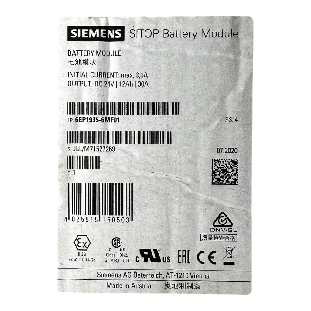 Siemens SITOP 6EP1935-6MF01 Battery Module 24 V 12 Ah 30 A US/EX ATEX CE NEU