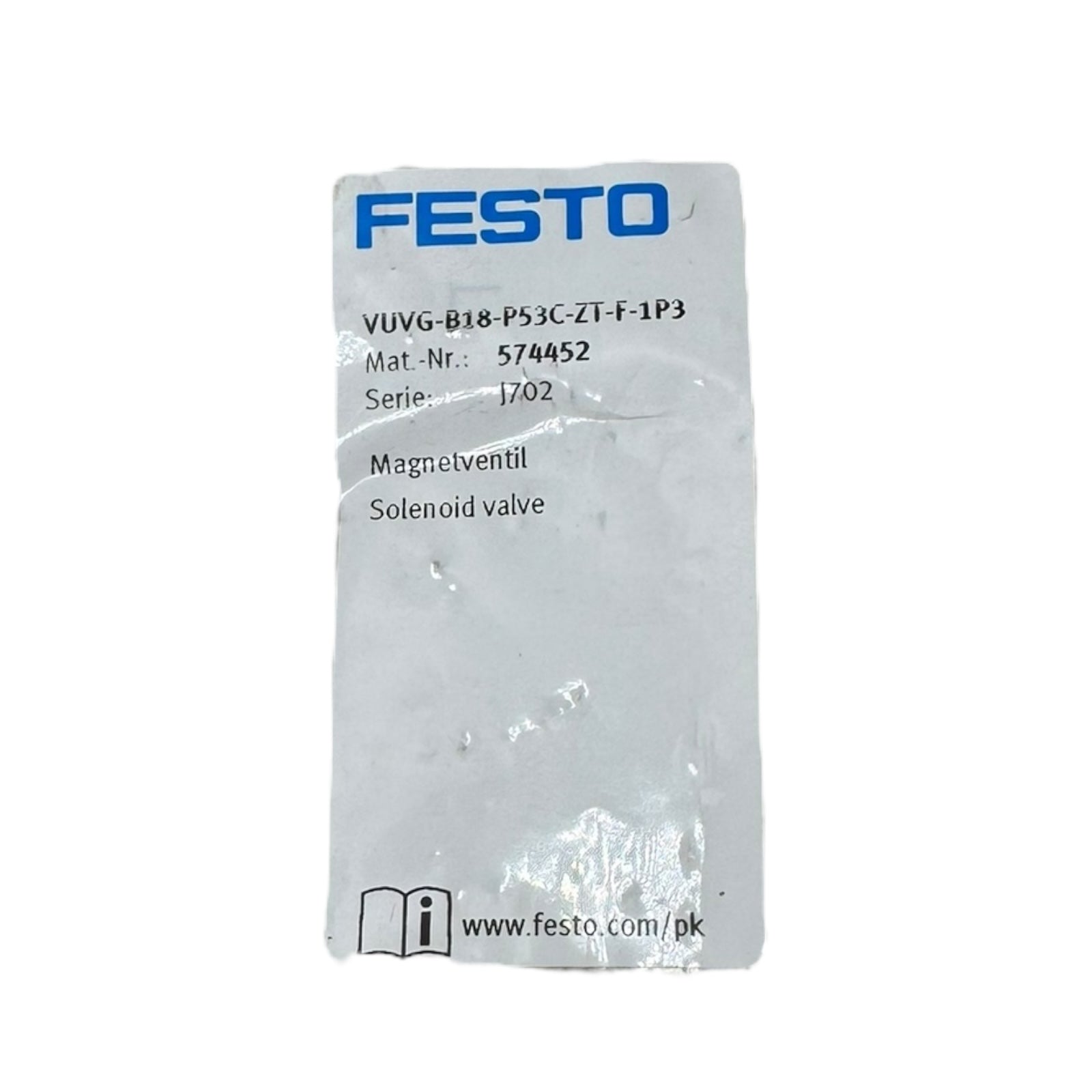 Festo VUVG-B18-P53C-ZT-F-1P3 Magnetventil 574452 5/3-Wege Ventil 10bar 24V