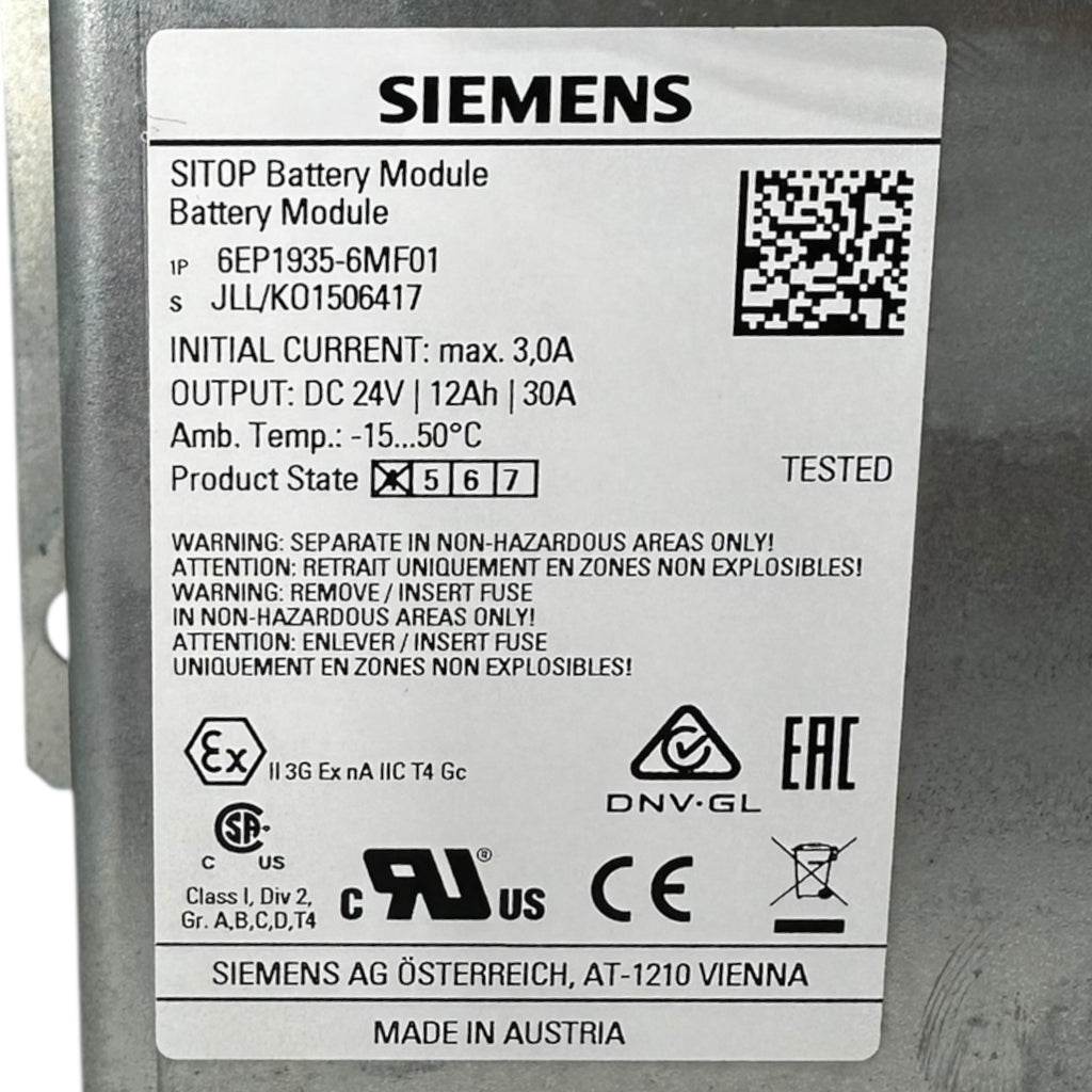 Siemens SITOP 6EP1935-6MF01 Battery Module 24V 12Ah 30A DC USV Pufferakku