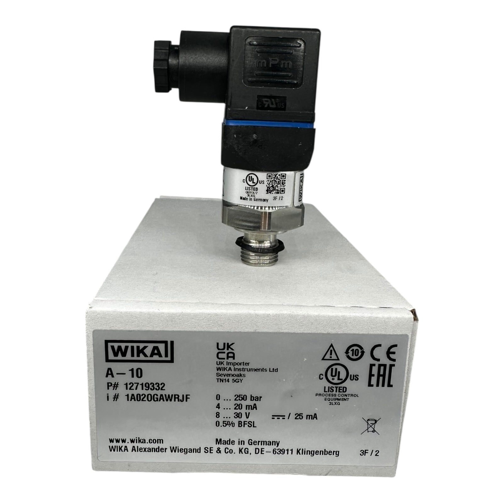 WIKA A-10 Drucksensor 0–250 bar 4–20mA G1/4 12719332 Industrie Transmitter NEU