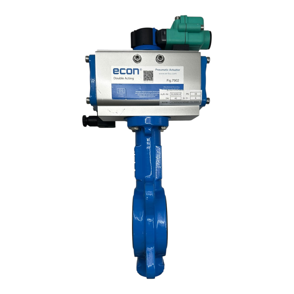 Econ Absperrklappe DN50 PN16 CF8M NBR mit Pneumatik Antrieb RX P+F Sensor NEU