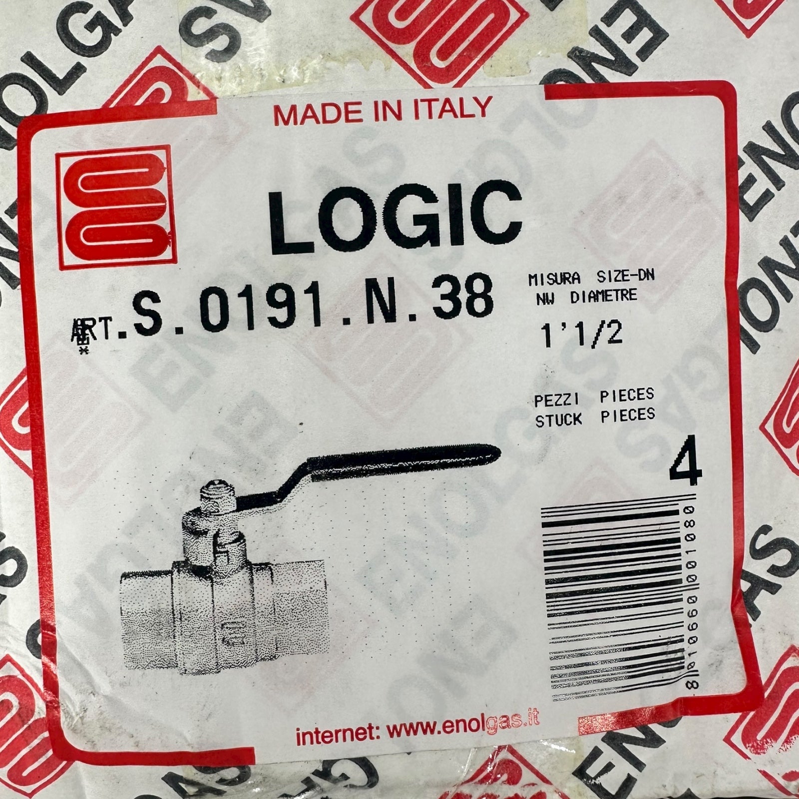 4x Enolgas Logic Kugelhahn DN40 PN64 MS58 Innengewinde 1½” Messing