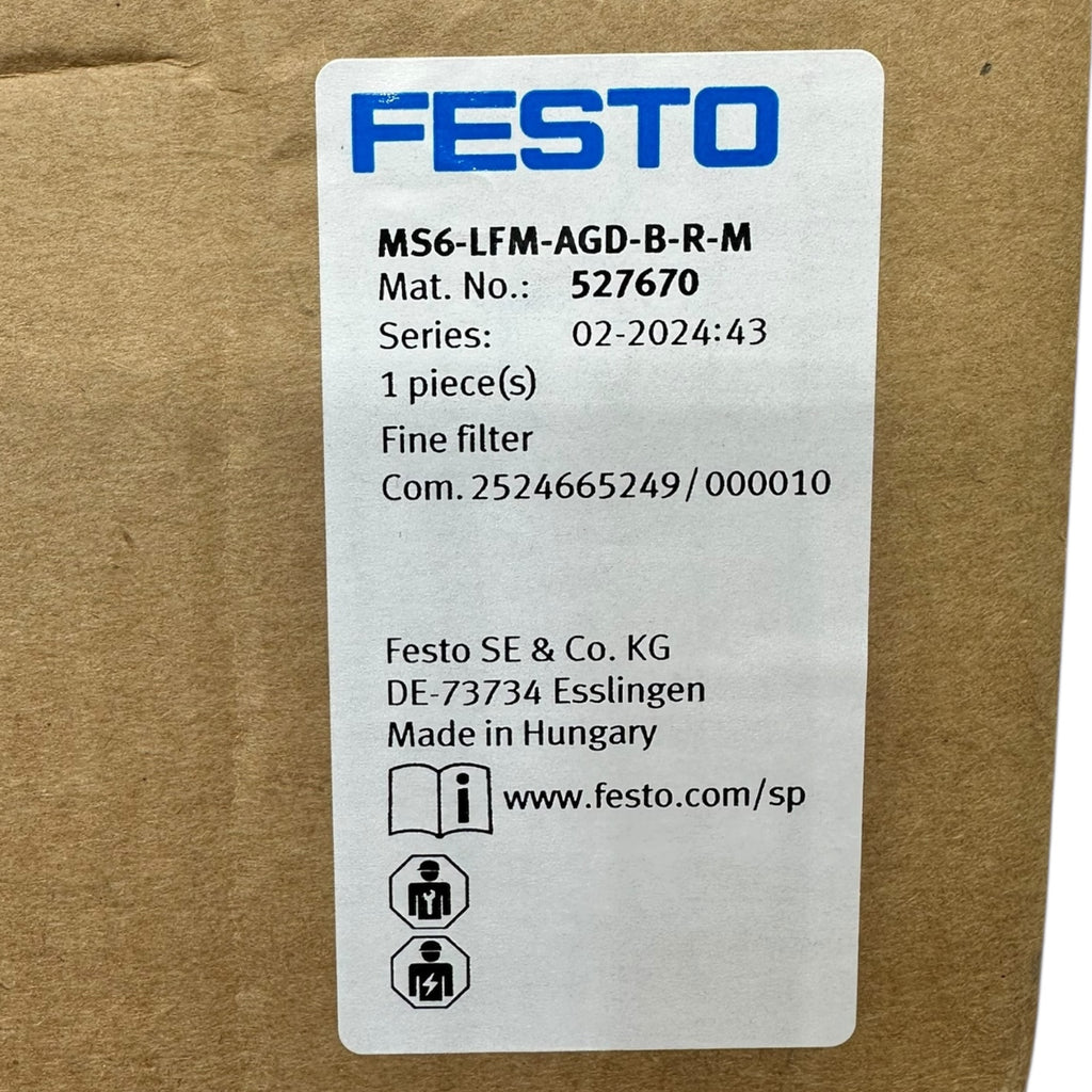 Festo MS6-LFM-AGD-B-R-M Feinfilter 527670 MS6 Serie 20 bar 1/2” Druckluftfilter