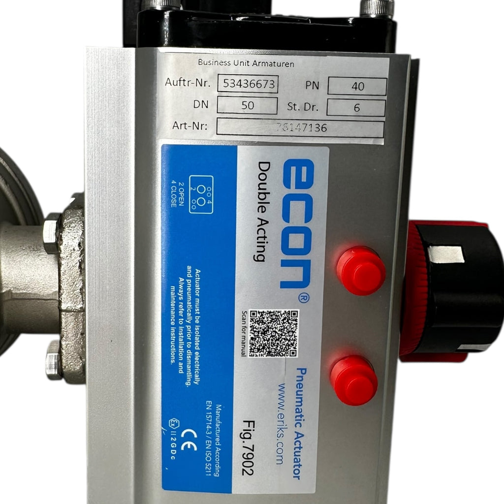 econ 7902 Pneumatikantrieb Doubleacting DN50 PN40 Stellantrieb Kugelhahn DVC5236