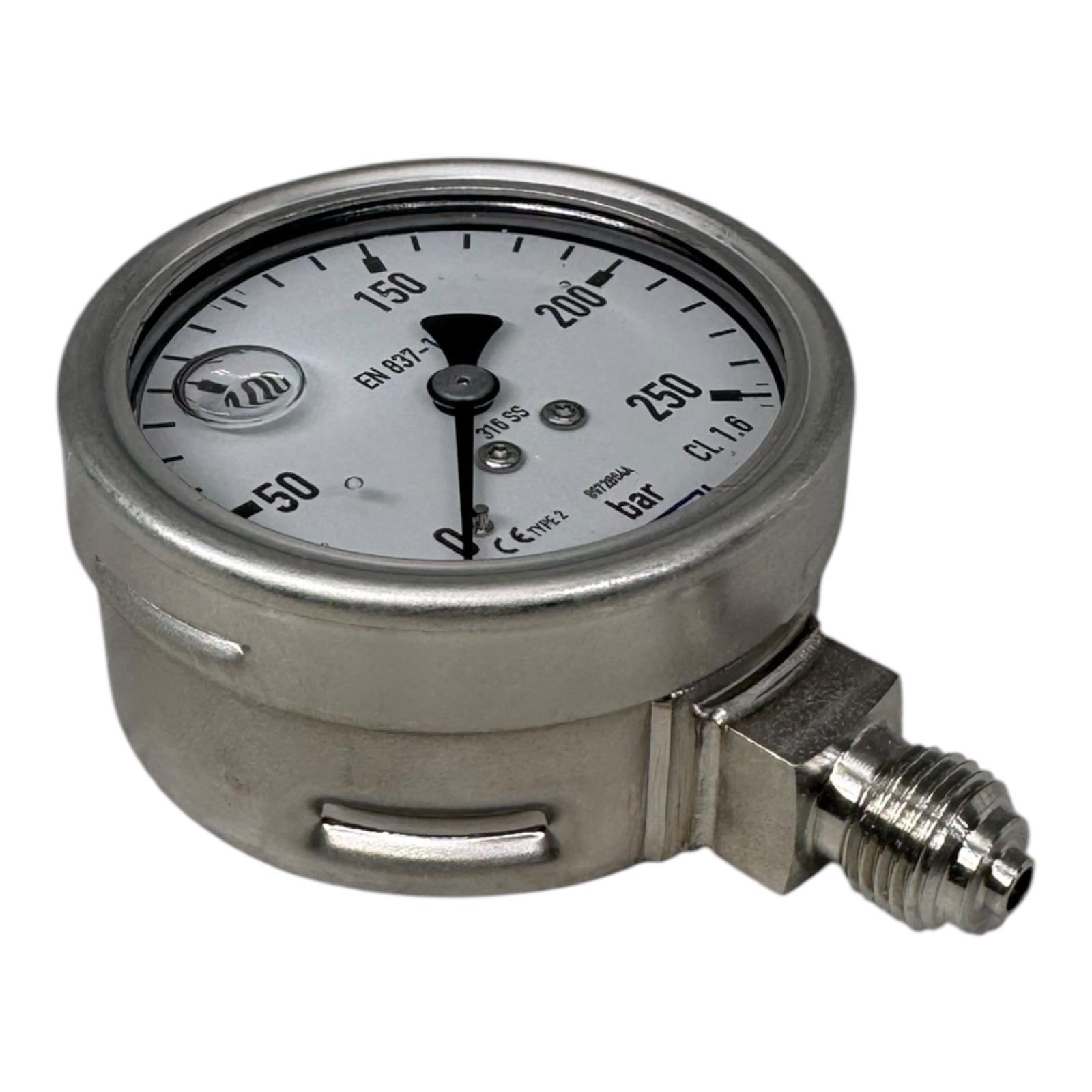 WIKA 233.50.063 Manometer 250bar G1/4B unten Edelstahl 316 Rohrfeder
