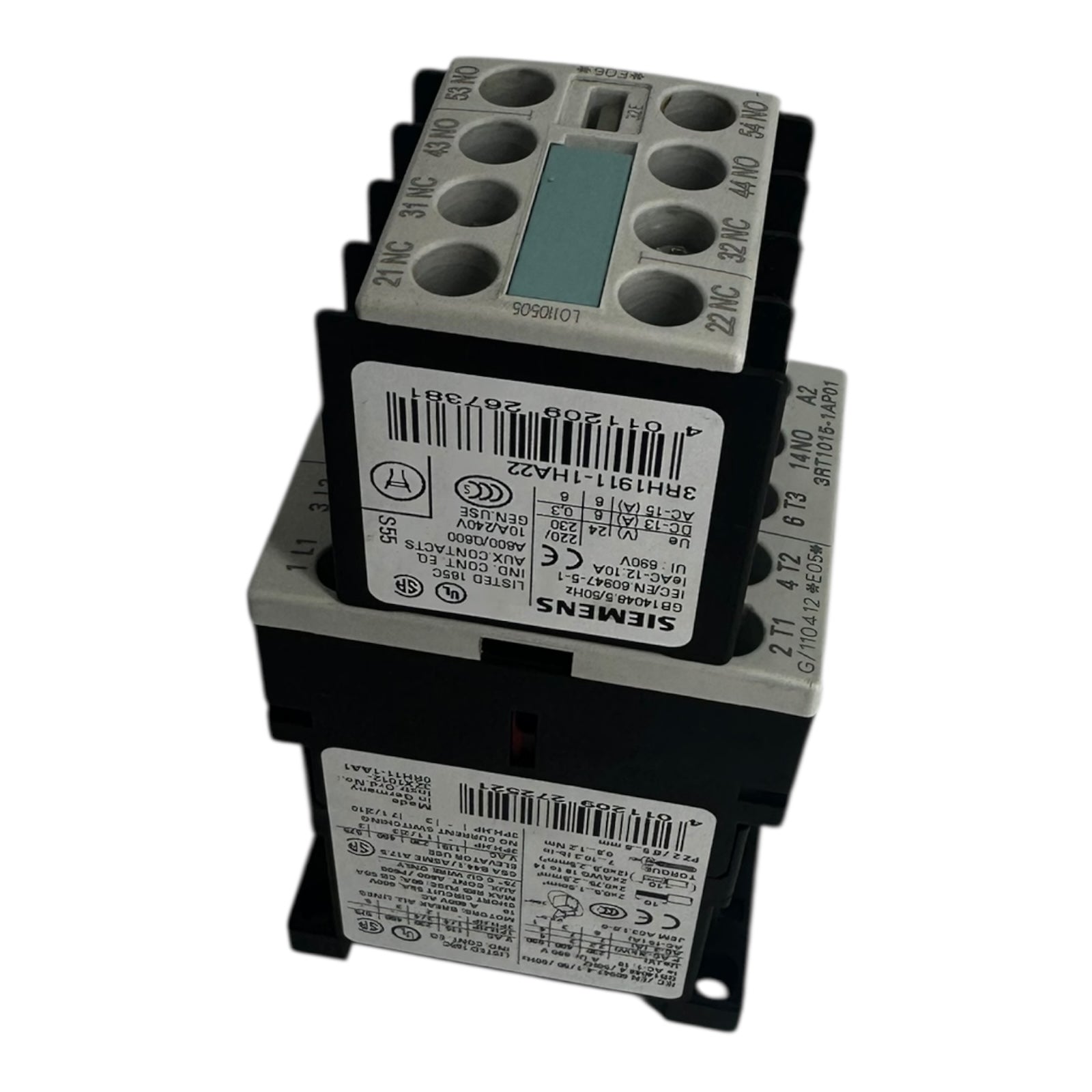 3x Siemens 3RT1015-1AP01 Schütz 3-polig 24V AC Hilfskontaktblock