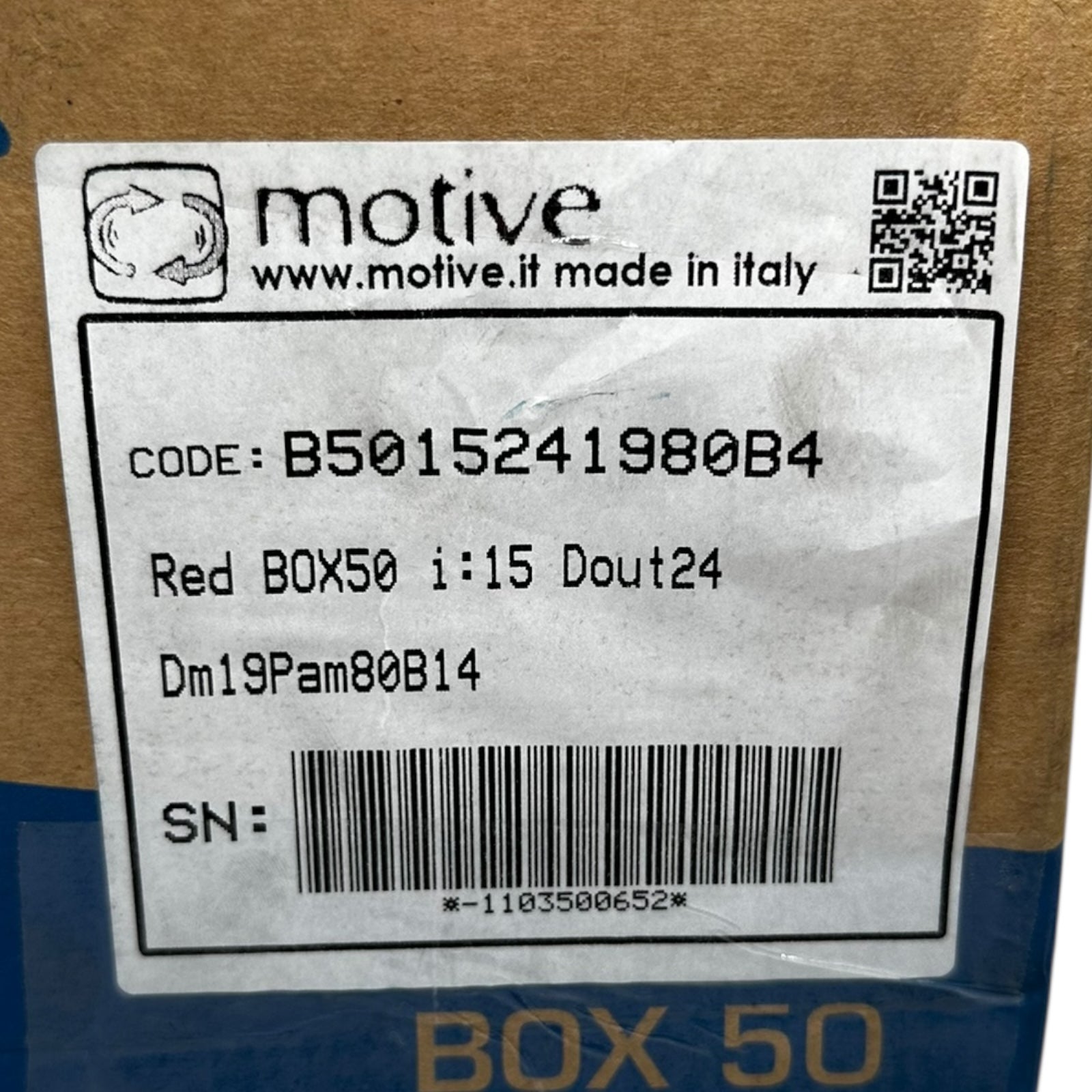 Motive BOX050 Getriebe i=15 Schneckengetriebe PAM 80B14 B5015241980B4