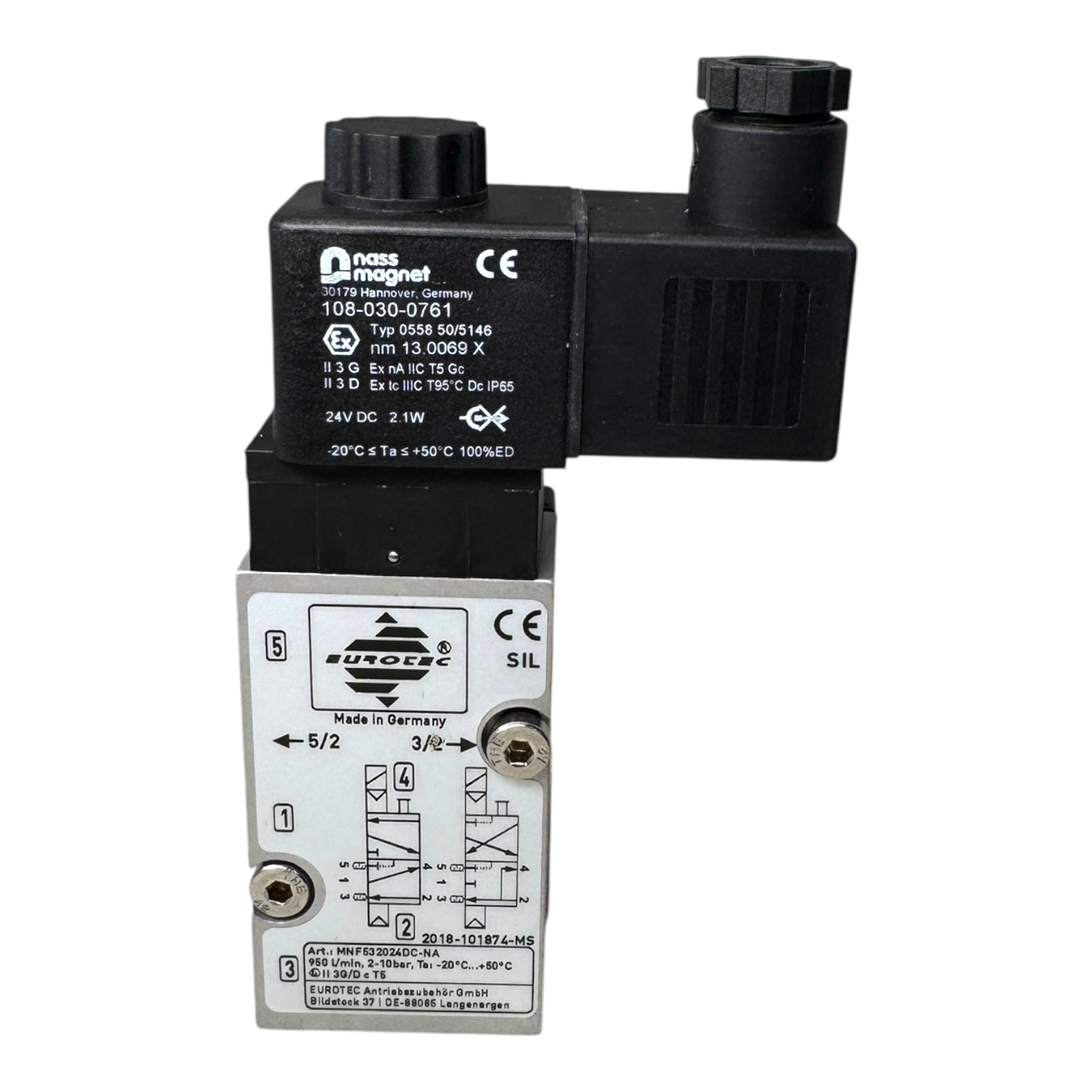 Eurotec Magnetventil Nass Magnet 5/2-Wege 24VDC 950Ll/min MNF532024DC-NA EX