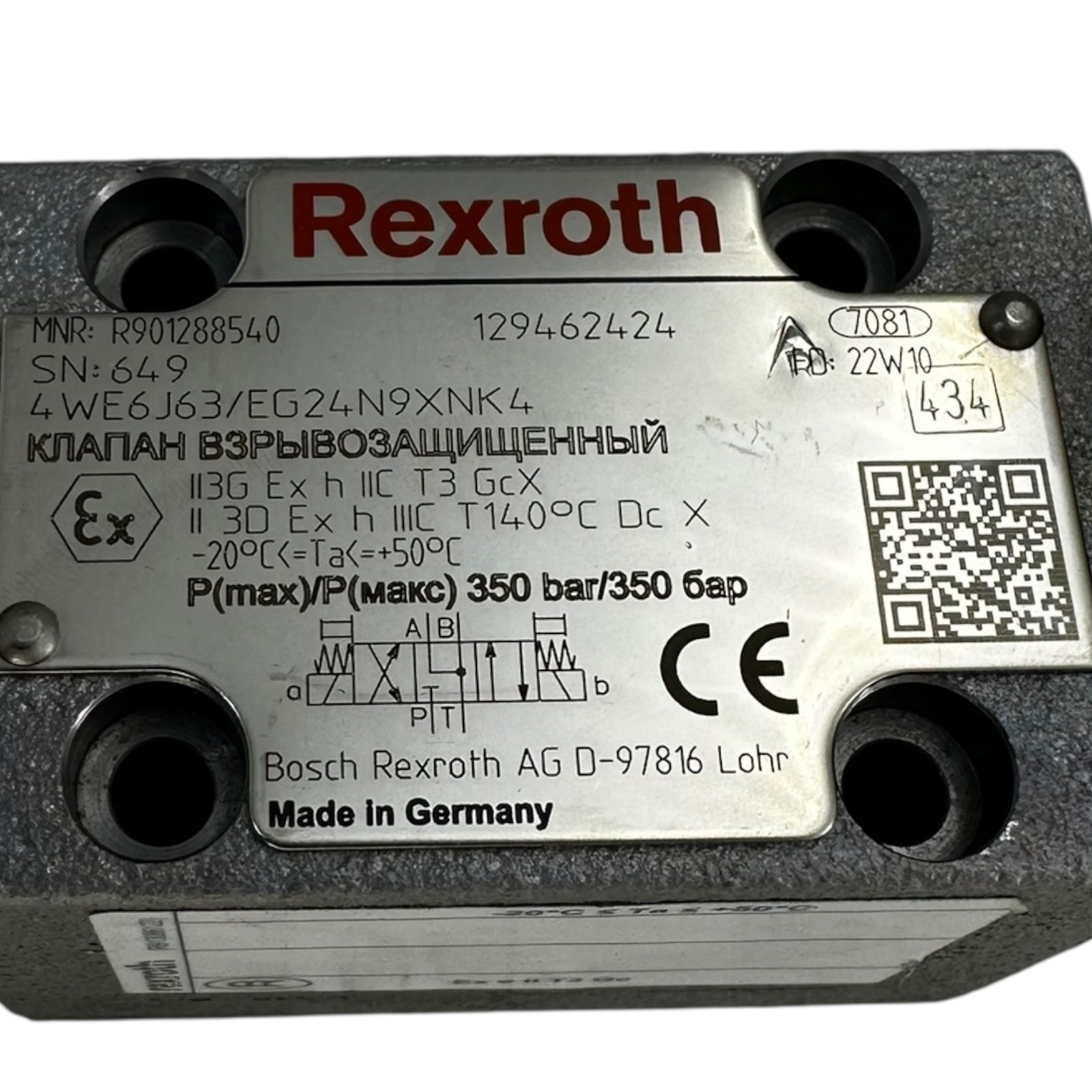 Rexroth 4WE6J63/EG24N9XNK4 Hydraulikventil 24V DC Ex-Schutz NG6 350bar