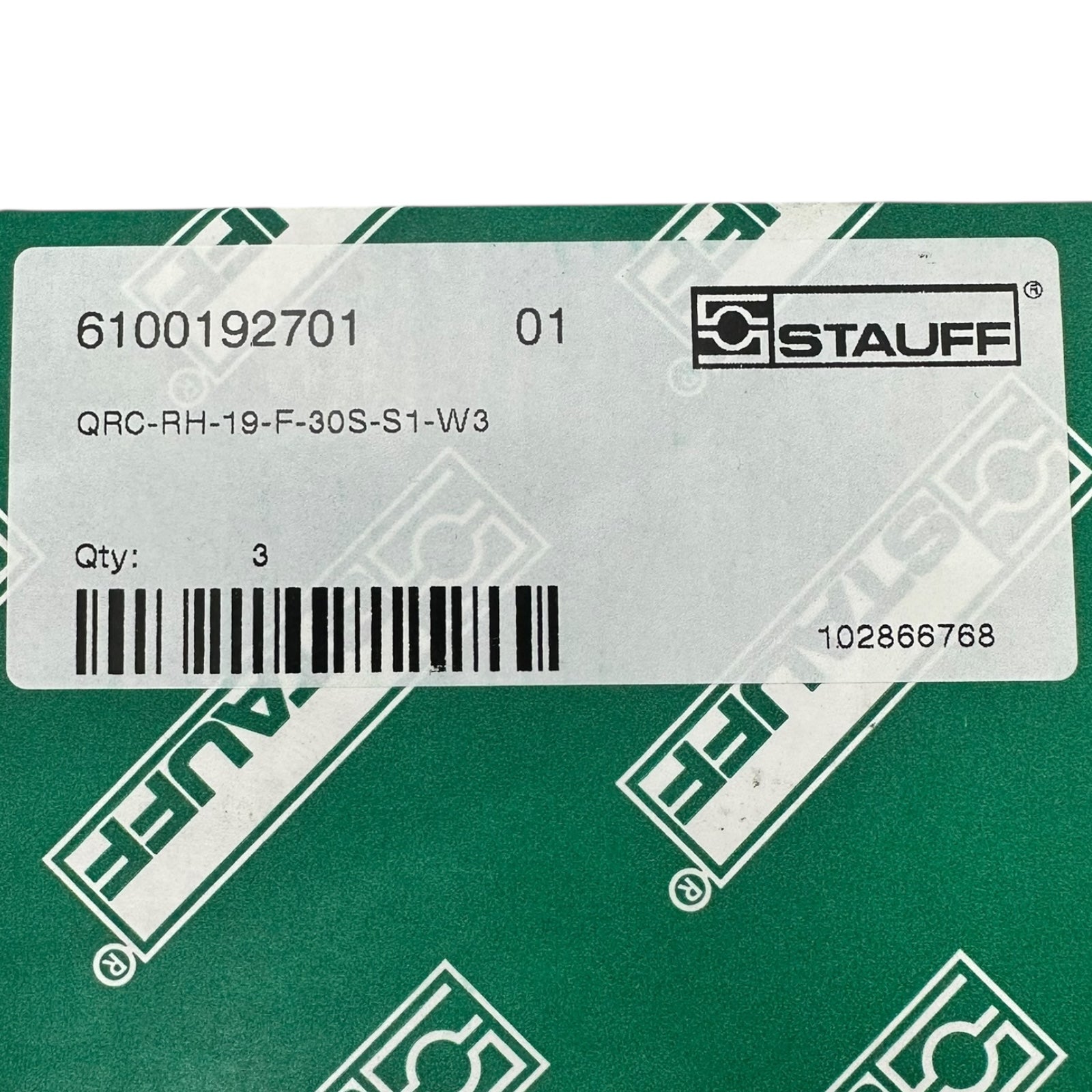 3x Stauff QRC-RH-19-F-30S-S1-W3 Hydraulik Kupplung 6100192701 Edelstahl
