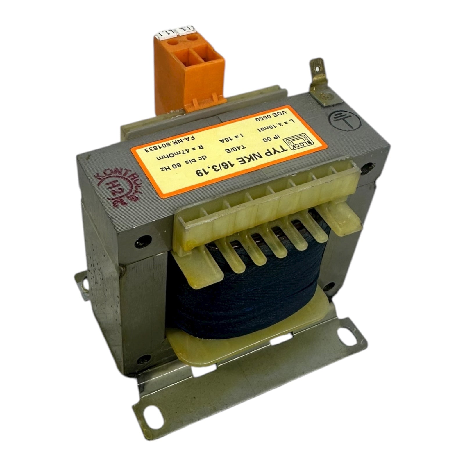 BLOCK NKE 16/3,19 Drosselspule 3,19 mH 16A 47 mΩ IP00 T40/E Trafo Spule
