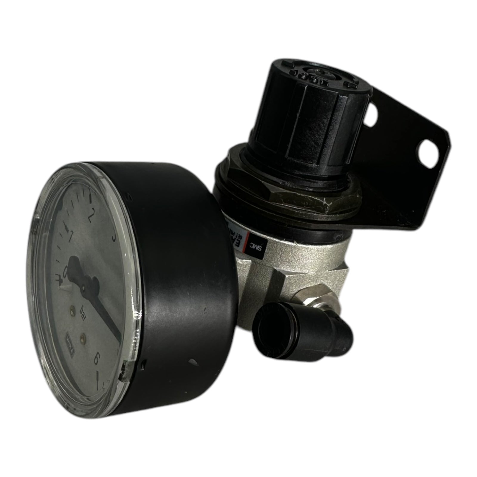 SMC EAR111-F02 Druckregler 0,05 ~ 0,69 MPa + Wika Manometer 0-6bar