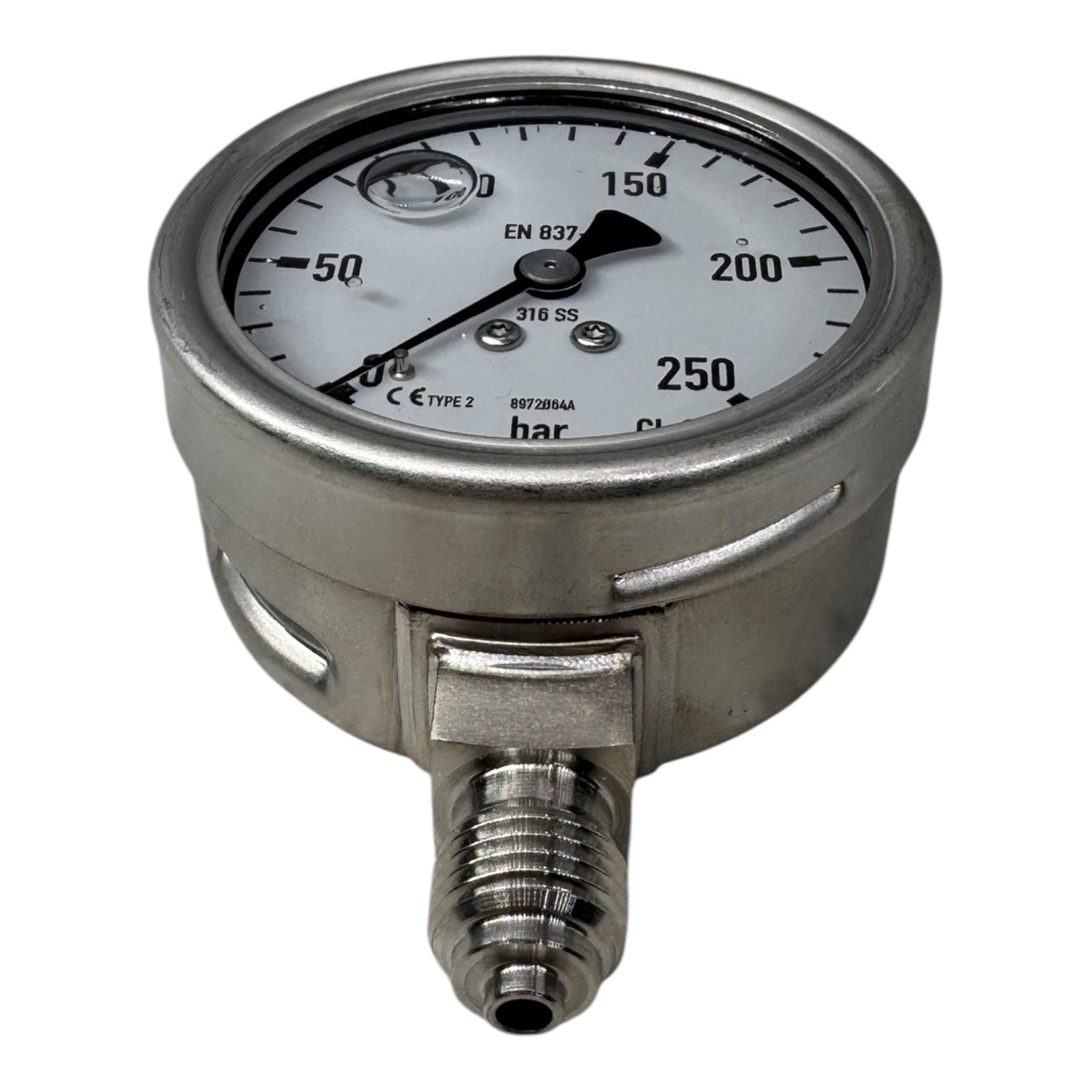 WIKA 233.50.063 Manometer 250bar G1/4B unten Edelstahl 316 Rohrfeder