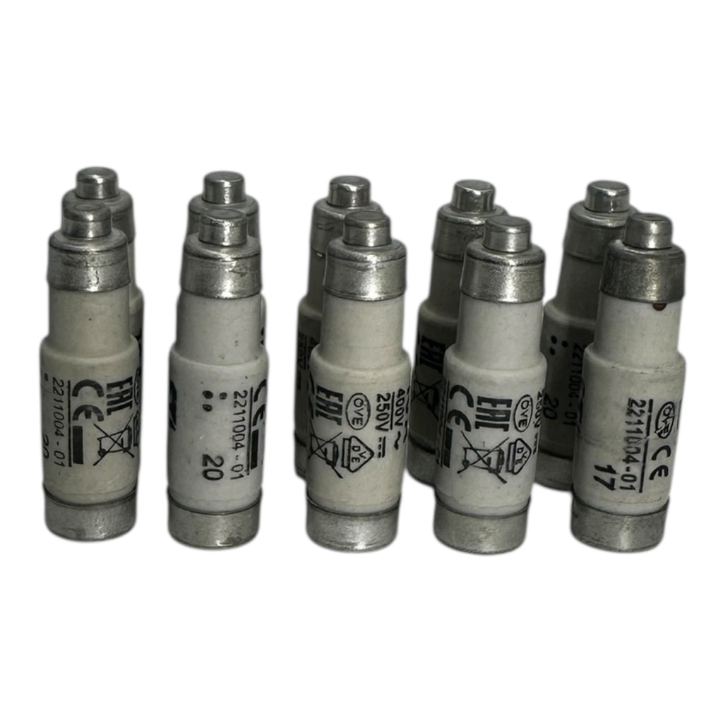 10x ETI 002211004 D01 Sicherungseinsätze 10A 400V gG