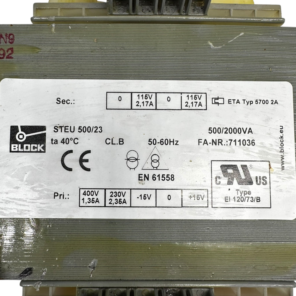 Block STEU500/23 Transformator 2000VA 115V 230V 400V