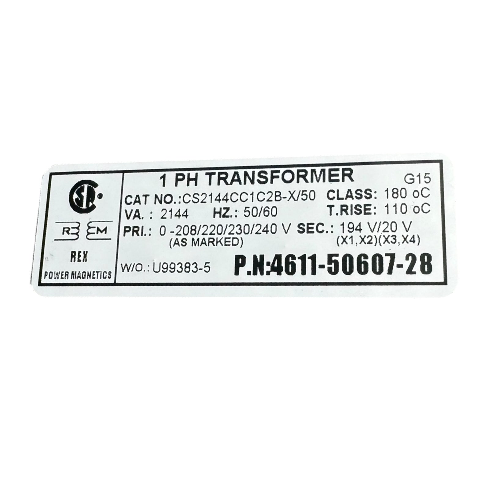 REX 4611-50607-28 Transformator 1-phasig 2144VA 230V 20V Steuertrafo