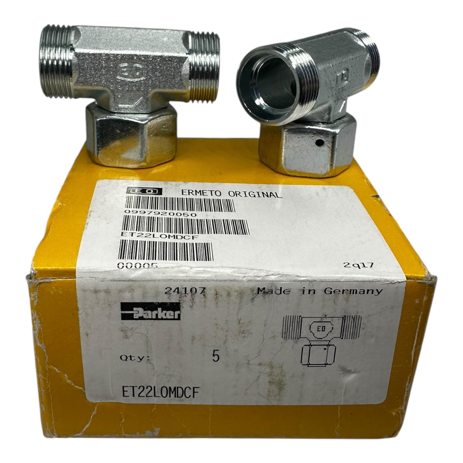 5x Parker Ermeto ET22LOMDCF T-Verschraubung EO Edelstahl Hydraulik