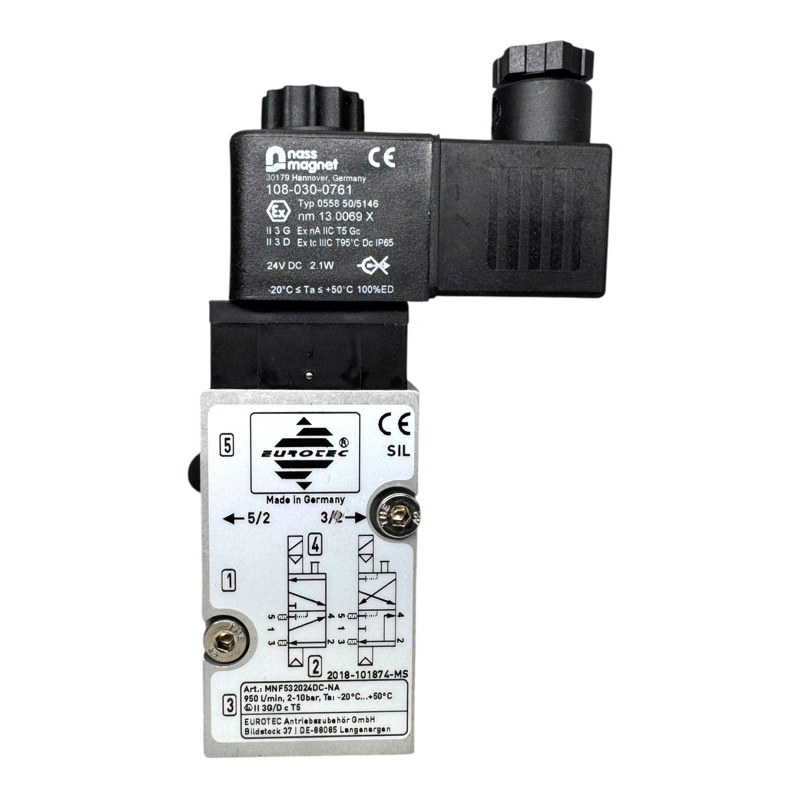 Eurotec Magnetventil Nass Magnet 5/2-Wege 24VDC 950Ll/min MNF532024DC-NA EX