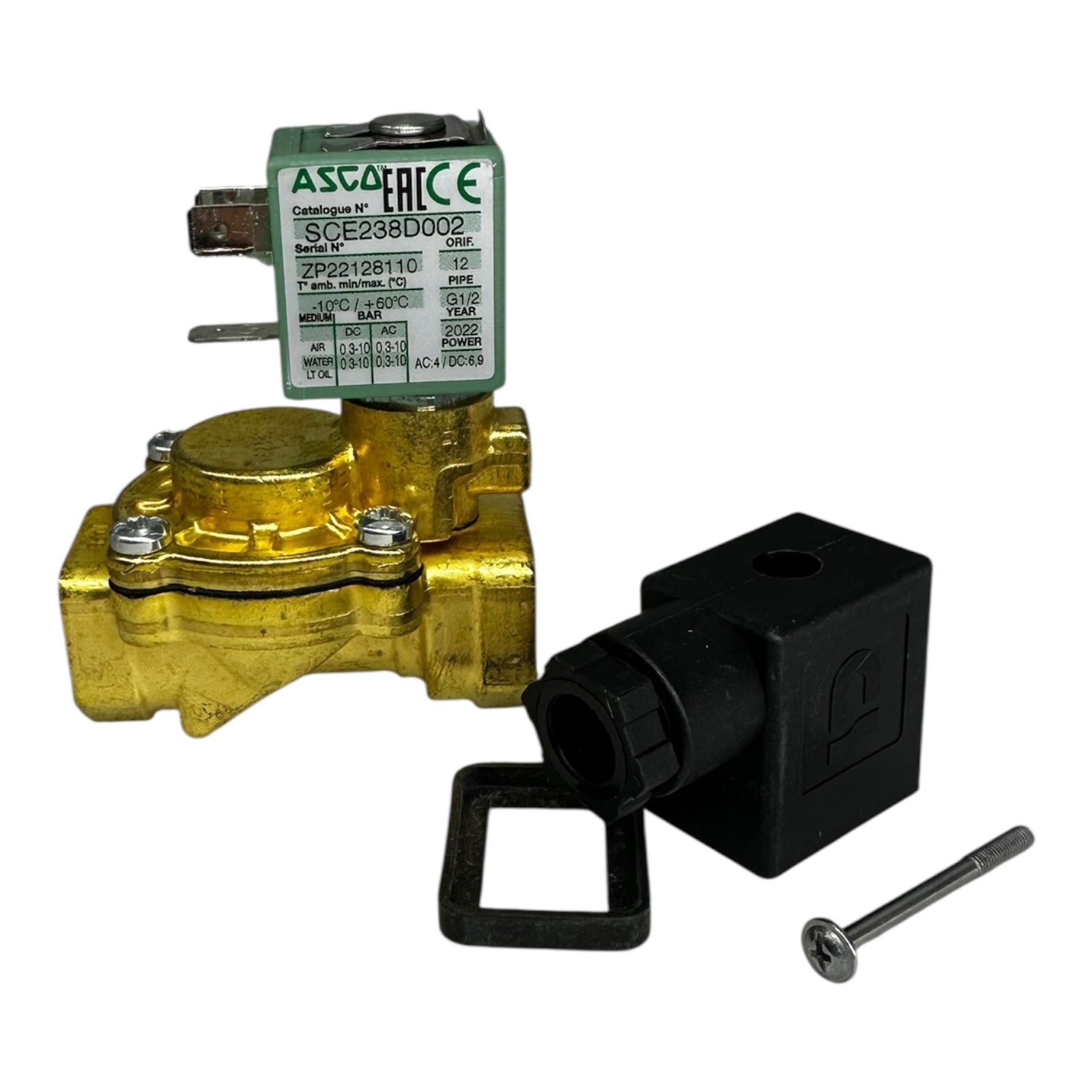 ASCO Magnetventil SCE238D002 G1/2 24/50-60V Messingventil Luft Wasser Öl 10bar
