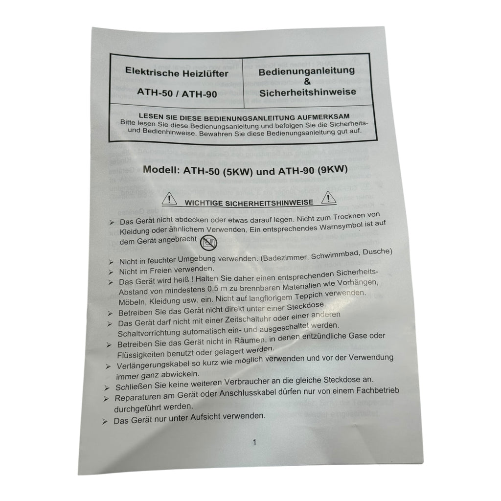 ASUP Elektroheizer ATH-90 400V 9kW Industrie Heizgerät IPX4 mit CEE 32A Stecker