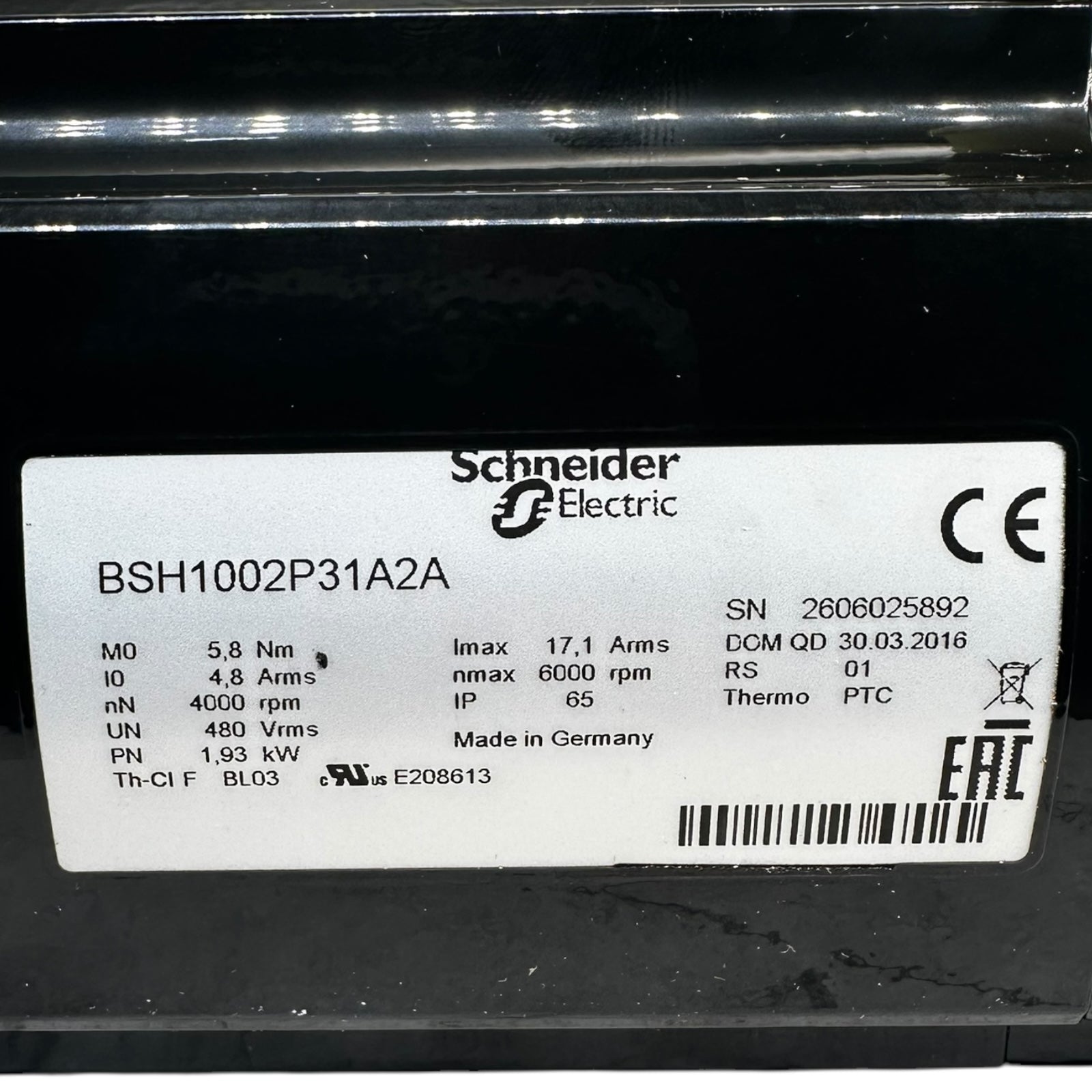 Schneider Electric BSH1002P31A2A Dreiphasiger AC-Servomotor BSH 100mm, 5,8Nm
