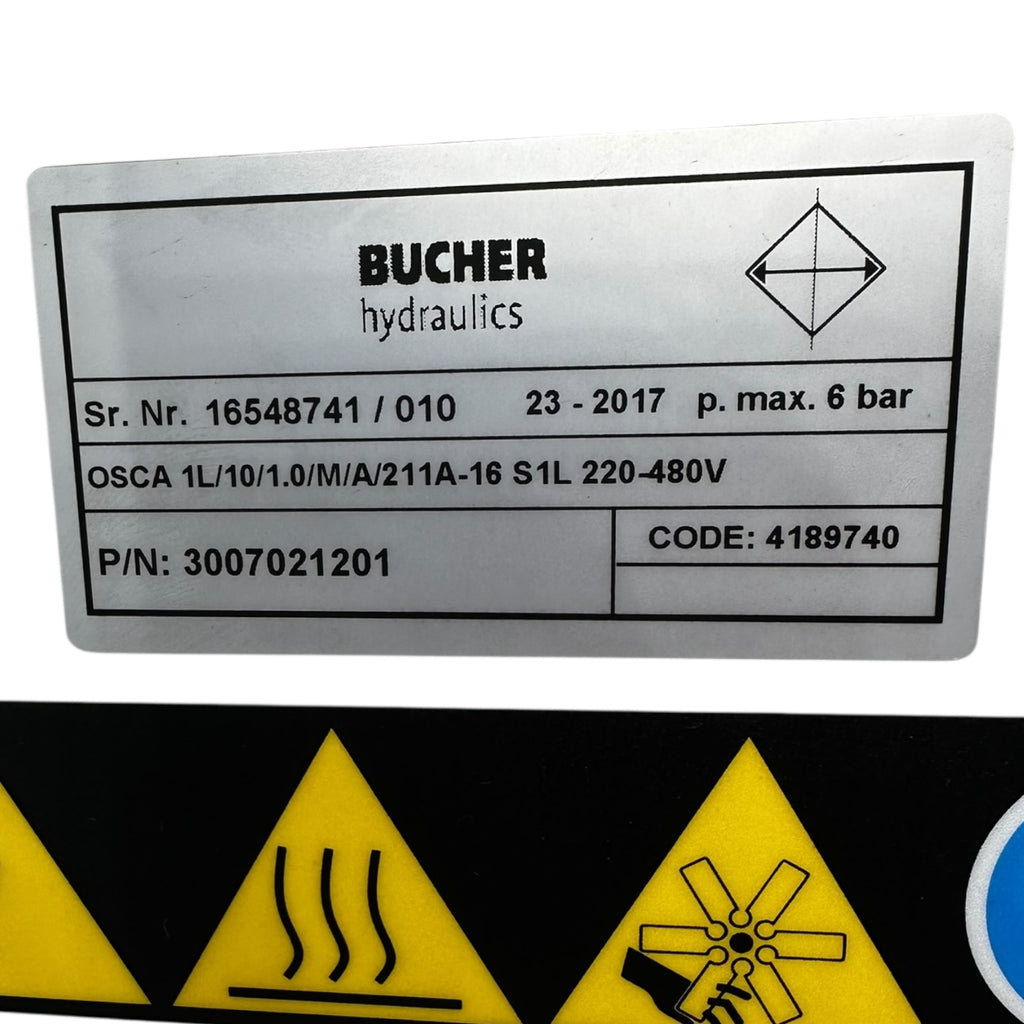 Bucher Hydraulikaggregat OSCA 1L/10 + Hydac TA26 + Lafert Motor 0,25kW 230/400V