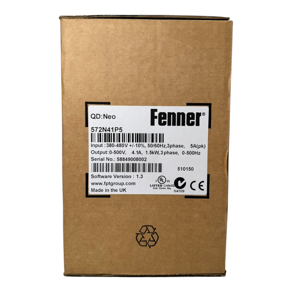 Fenner QD:Neo 572N41P5 Frequenzumrichter 1,5kW 380-480V 4,1A SW 1.3 UNUSED 3-PH