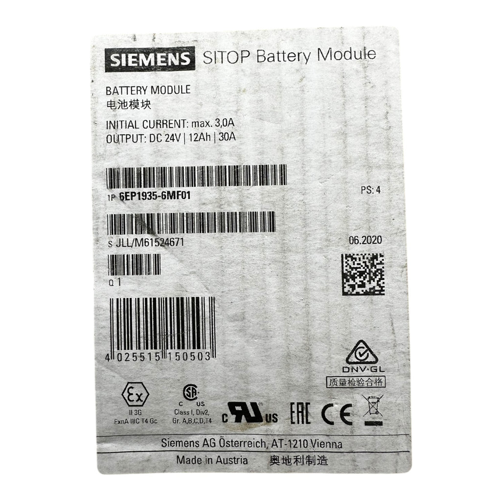 Siemens SITOP 6EP1935-6MF01 Battery Module 24V 12Ah 30A DC USV Pufferakku