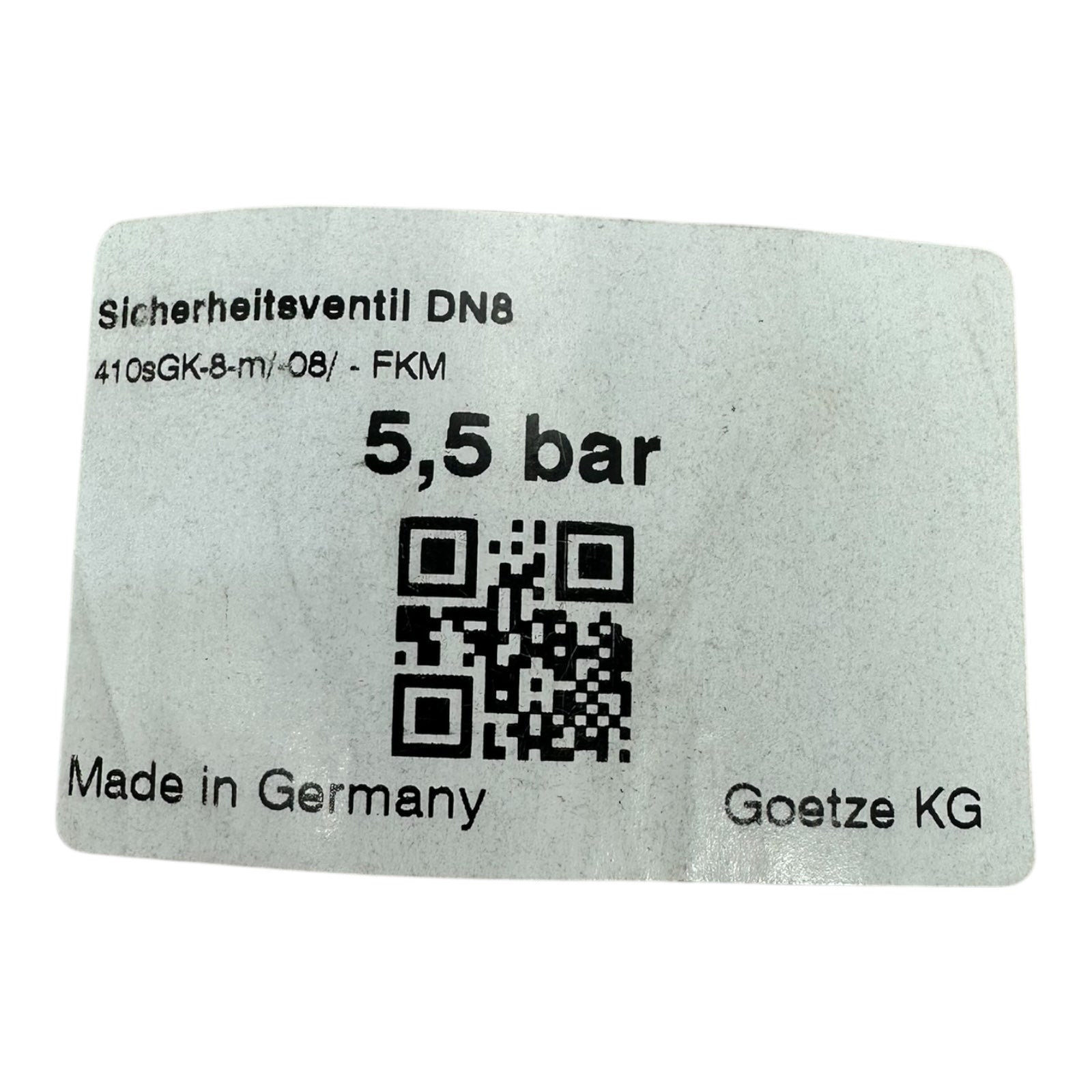 Goetze 410sGK DN8 Sicherheitsventil 5,5 bar FKM TÜV-SV 19-2055 1001164303 neu
