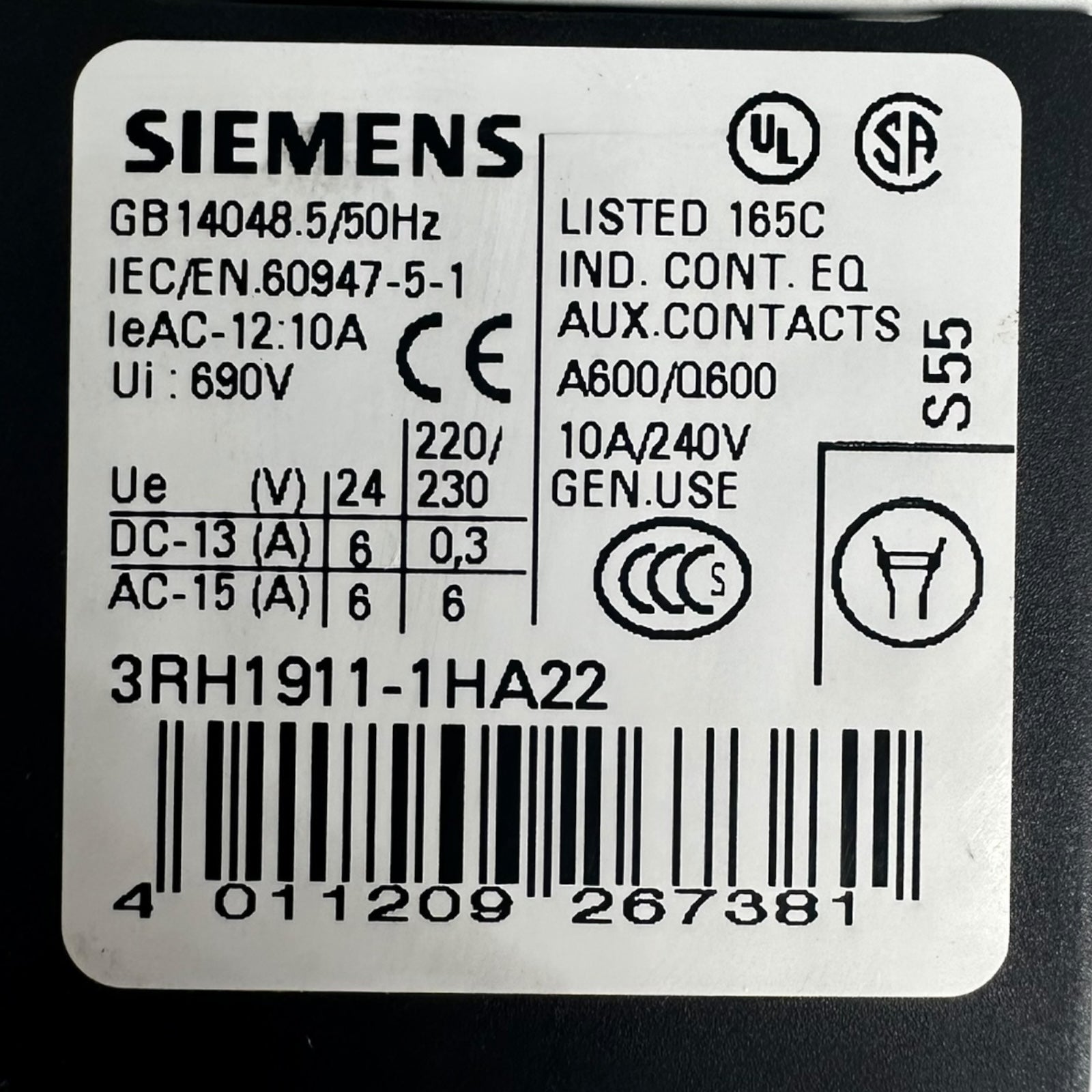 3x Siemens 3RT1015-1AP01 Schütz 3-polig 24V AC Hilfskontaktblock