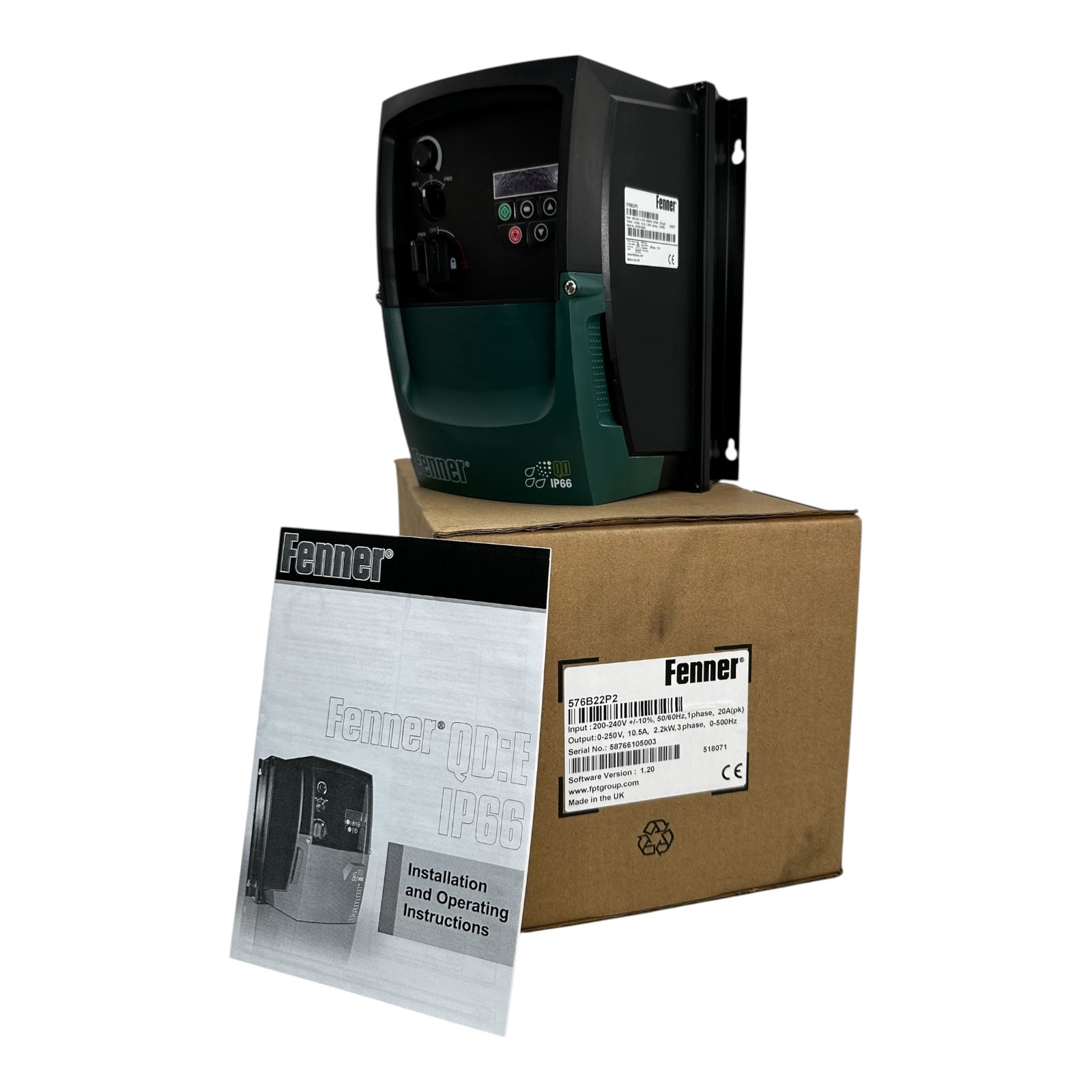 Fenner 576B22P2 Frequenzumrichter 2.2kW 1ph Eingang 3ph Ausgang IP66 UNUSED
