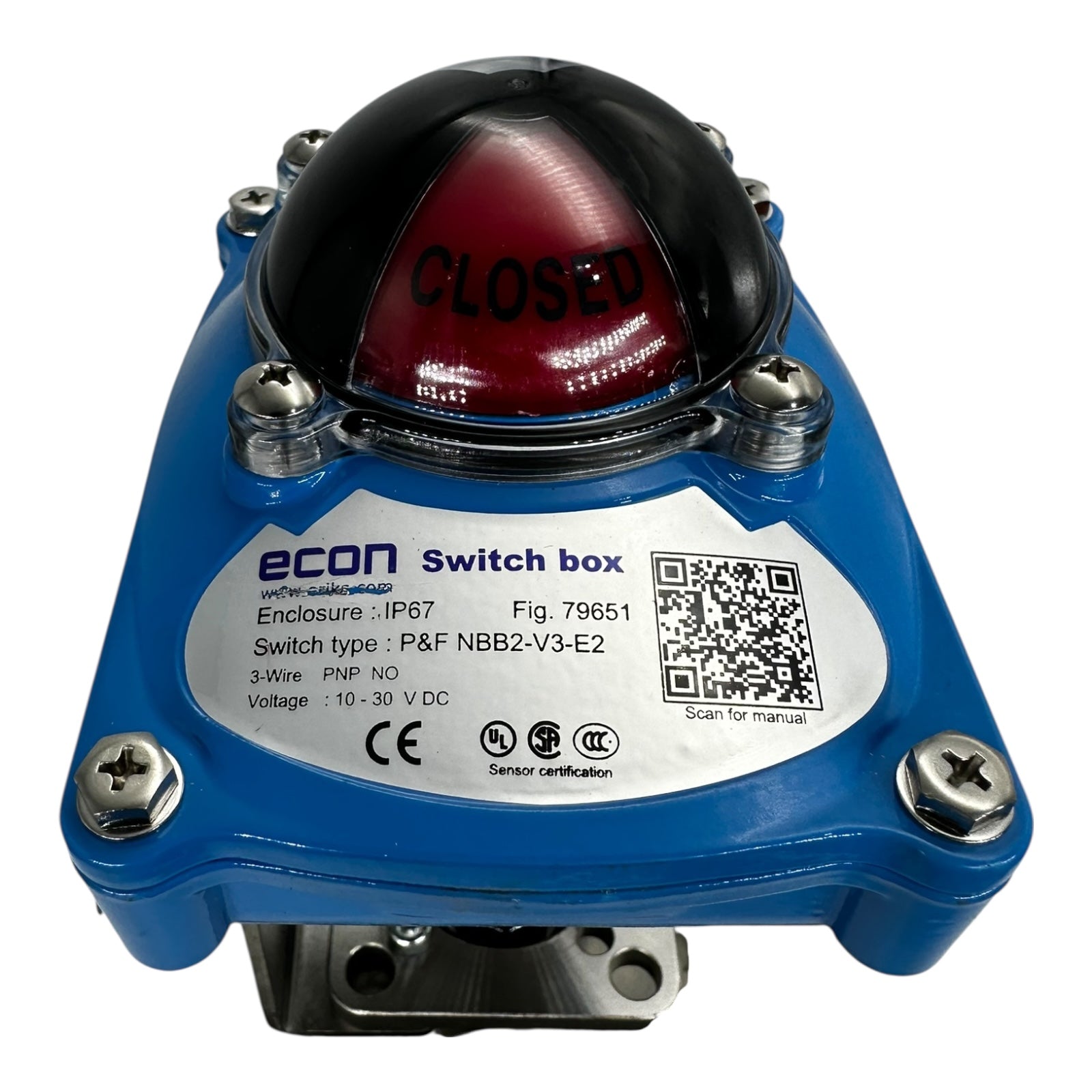 Econ Kugelhahn DN50 PN40 Edelstahl 316 PTFE Graphit mit Switch Box Fig.79651