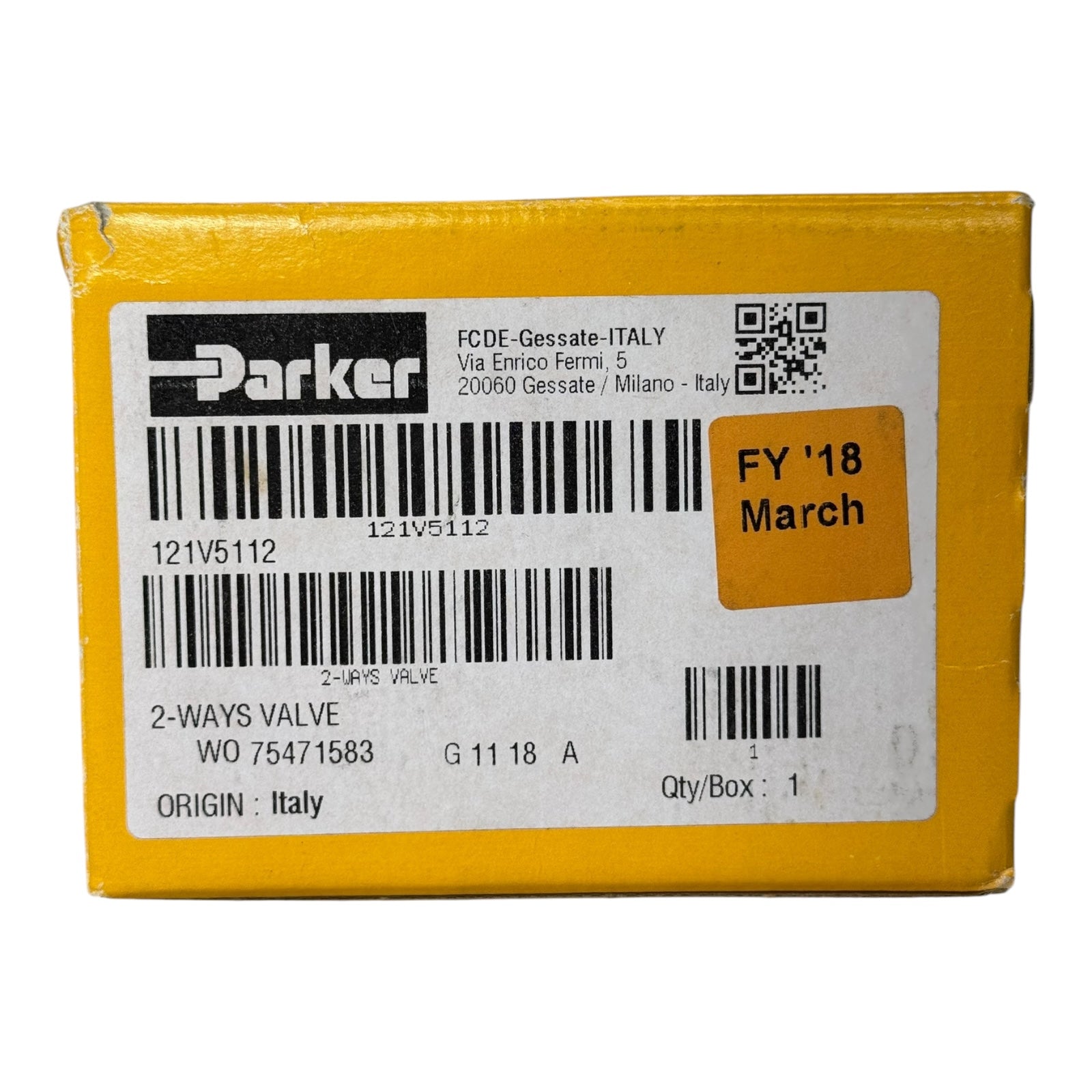 Parker 121V5112 2-Wege Ventil Hydrauliksteuerung G1118A 1/4"