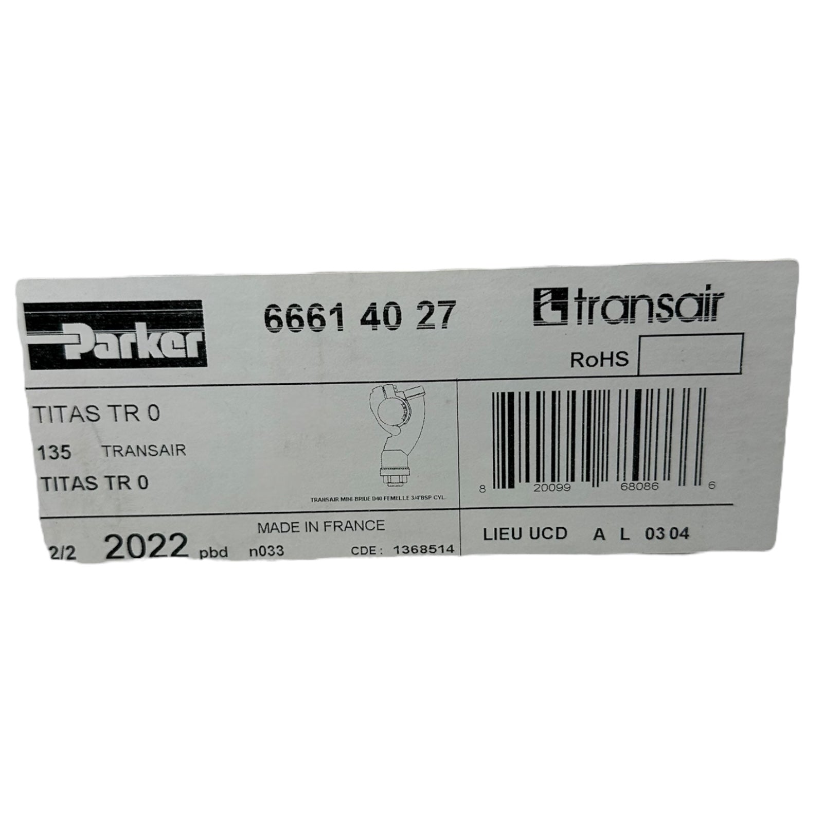 Parker Transair 6661 40 27 TITAS TR0 Anschluss G3/4” Ø40mm Rohrverbinder neu