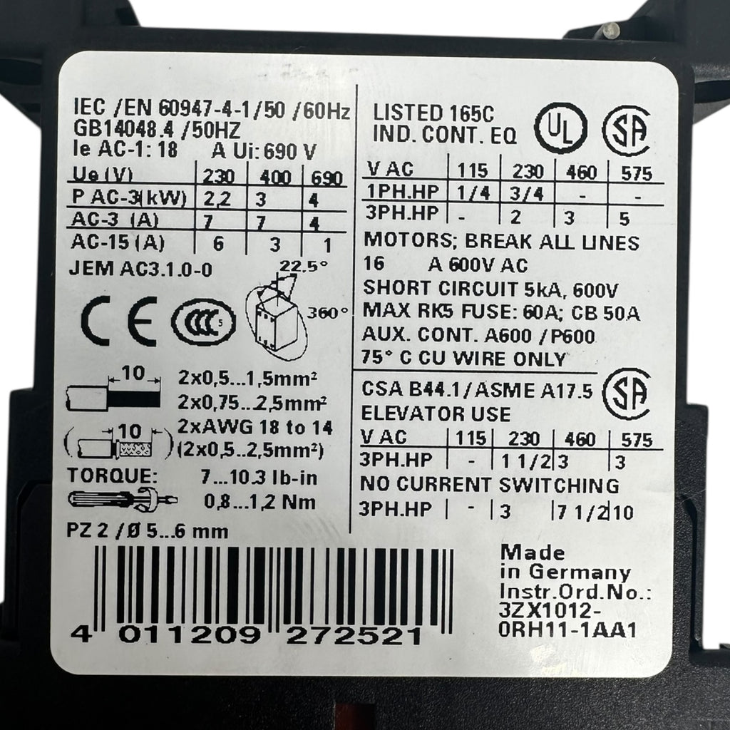 3x Siemens 3RT1015-1AP01 Schütz 3-polig 24V AC Hilfskontaktblock