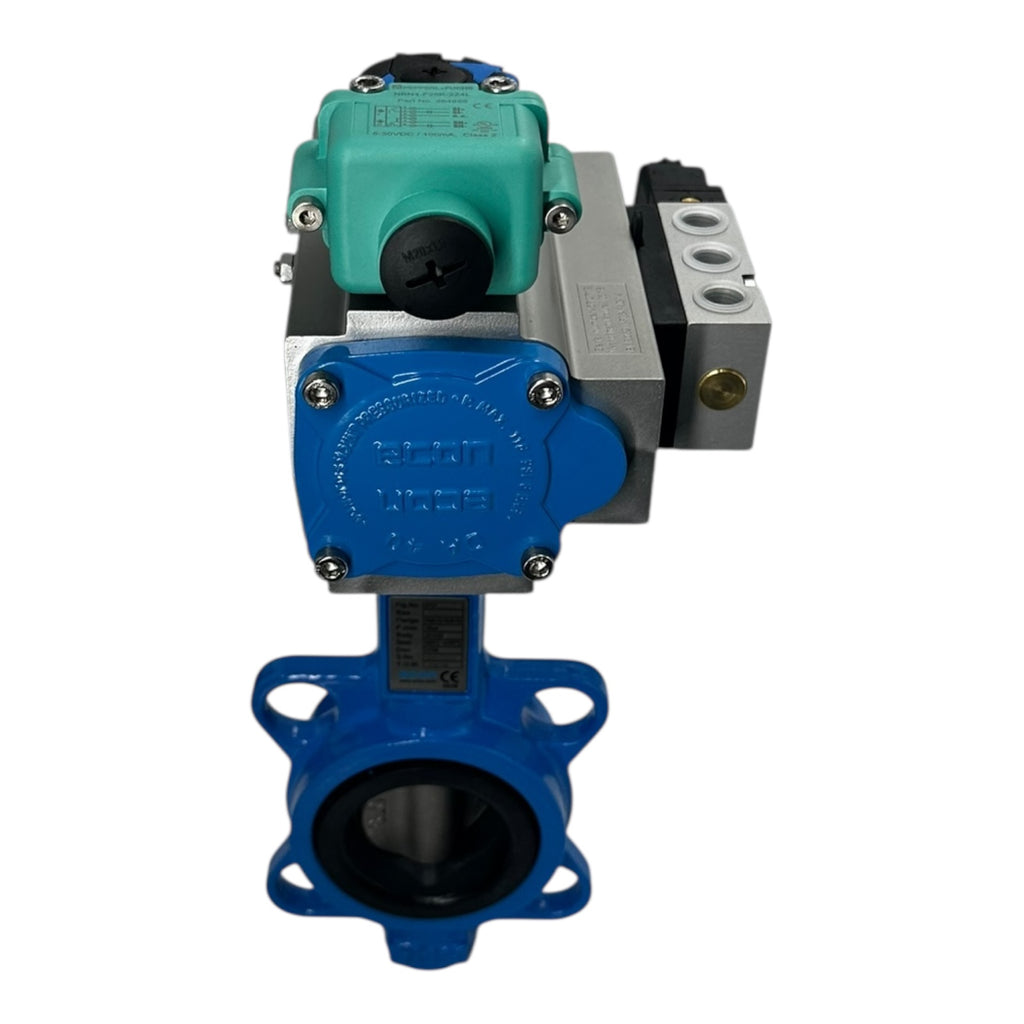 Econ Absperrklappe DN50 PN16 CF8M NBR mit Pneumatik Antrieb RX P+F Sensor NEU