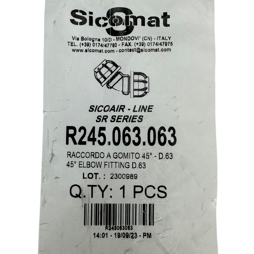 Sicomat R245.063.063 45° Winkelverschraubung D63 SicoAIR SR Serie PN12.5 PA6