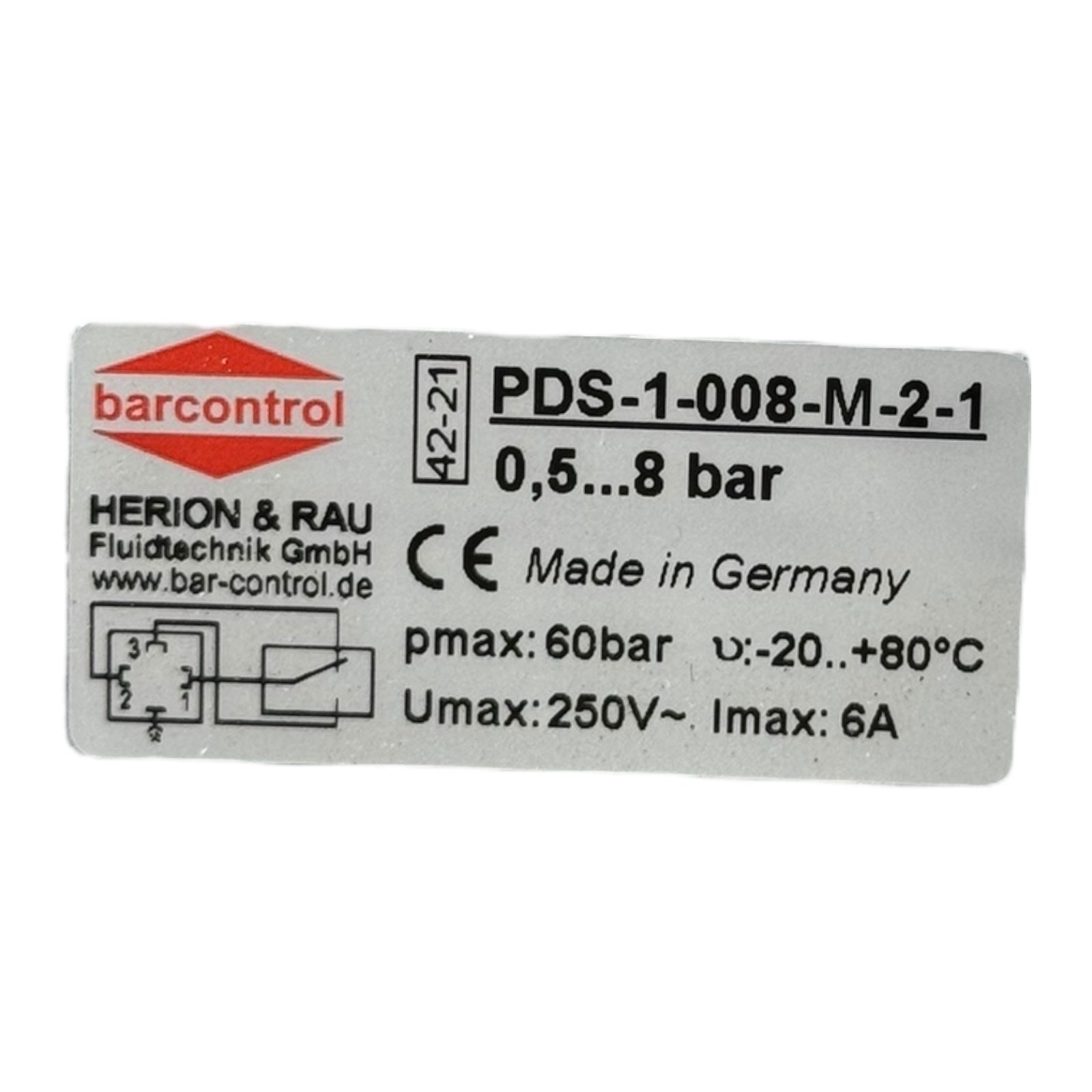 Herion Rau Barcontrol PDS-1-008-M-2-1 Druckschalter 0,5–8 bar 250V 6A