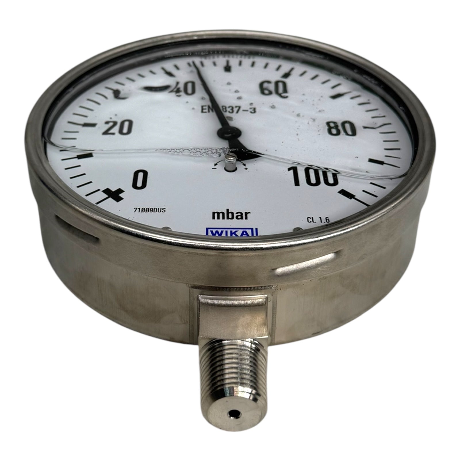 WIKA Manometer 633.50.160 Ø160mm 0–100 mbar 1/2” NPT EN837-3