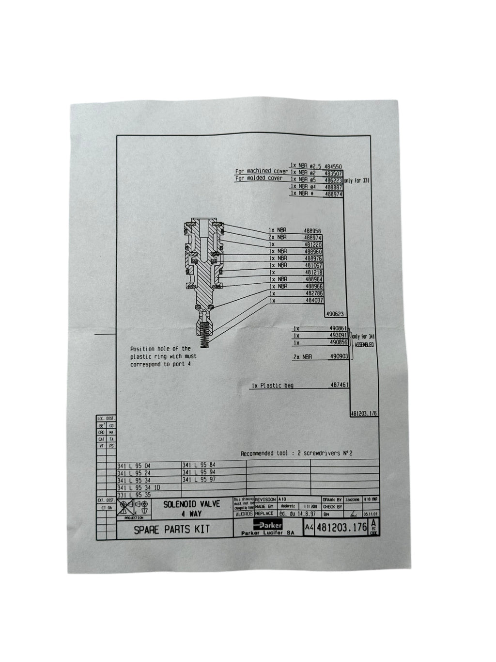 Parker 481203176 Reparatursatz Magnetventil 5/2 3/2 Dichtplatte O-Ringe