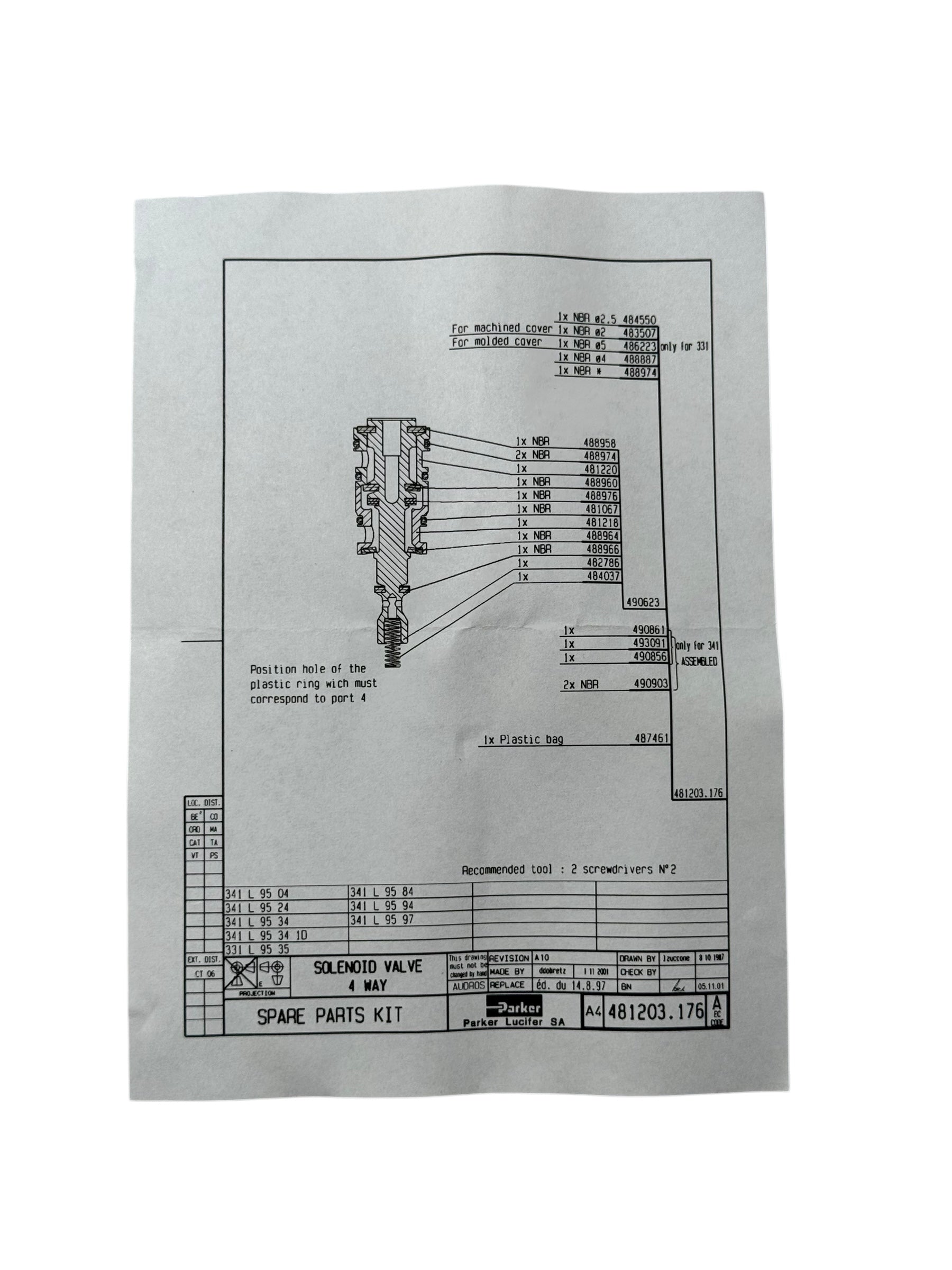 Parker 481203176 Reparatursatz Magnetventil 5/2 3/2 Dichtplatte O-Ringe