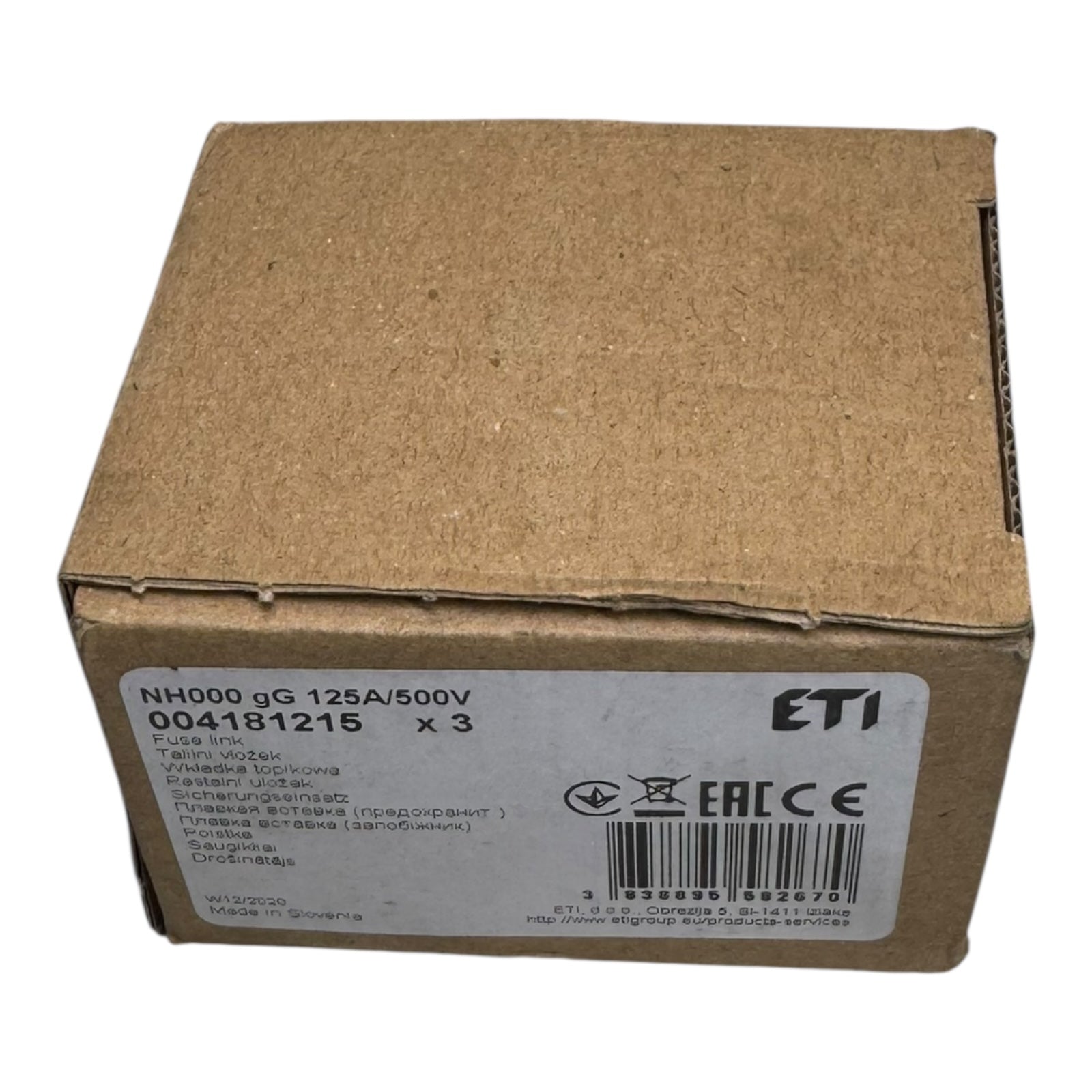 3x ETI 004181215 NH000 Sicherungseinsatz 125A 500V gG Hochleistung 120kA