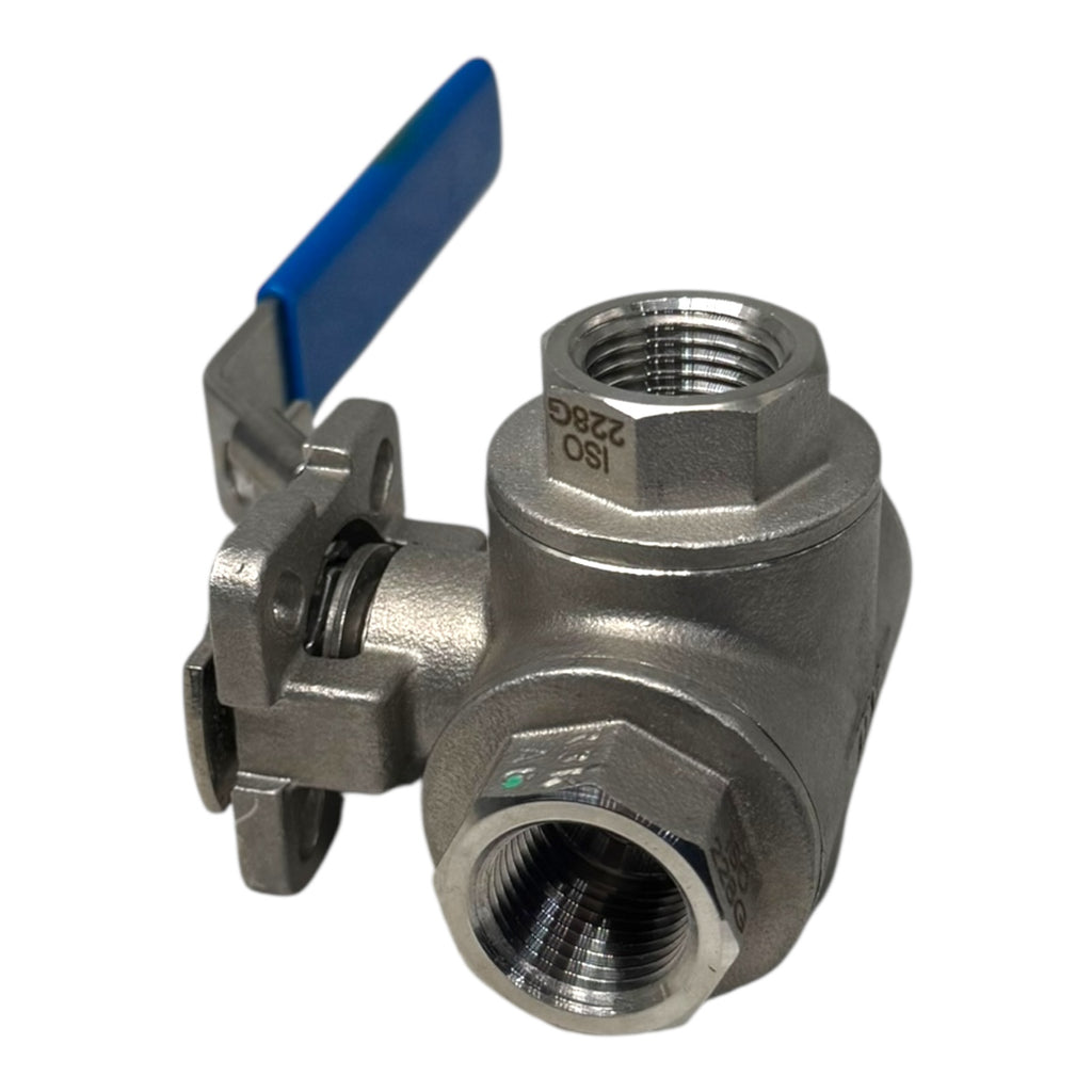 ECON Fig.7780 Kugelhahn 1/2” Edelstahl 3-Wege Ventil T-Bohrung ISO 228G PN63